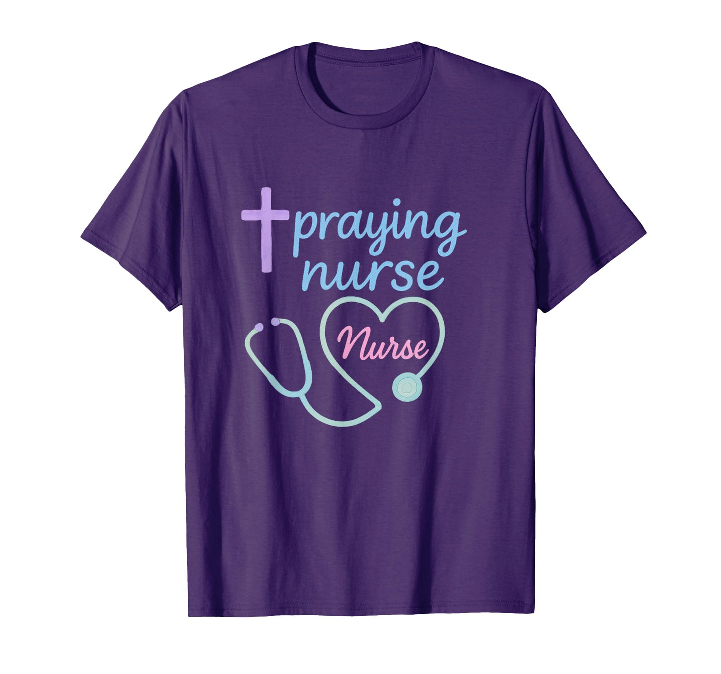Praying Nurse Christian Nurse Faith Heat Stethoscope T-Shirt