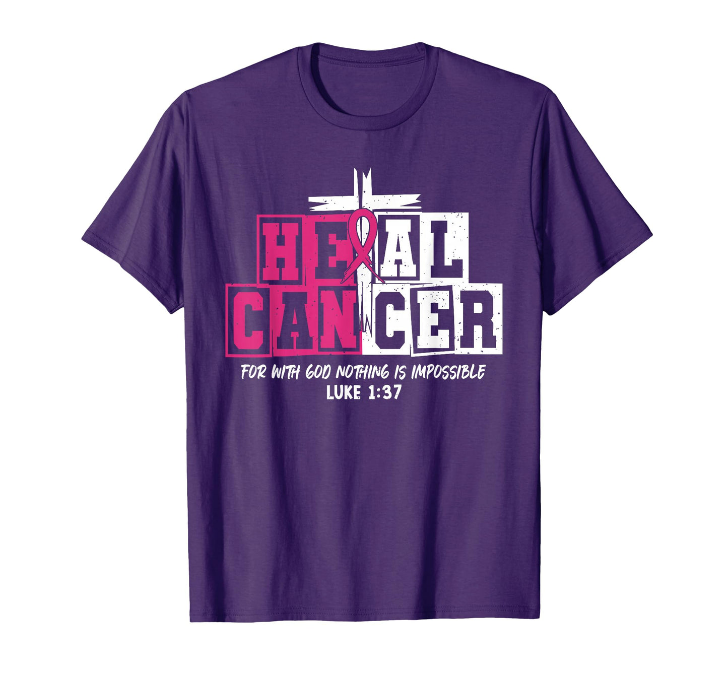 Heal Cancer Believe God Christian Breast Cancer Awareness T-Shirt