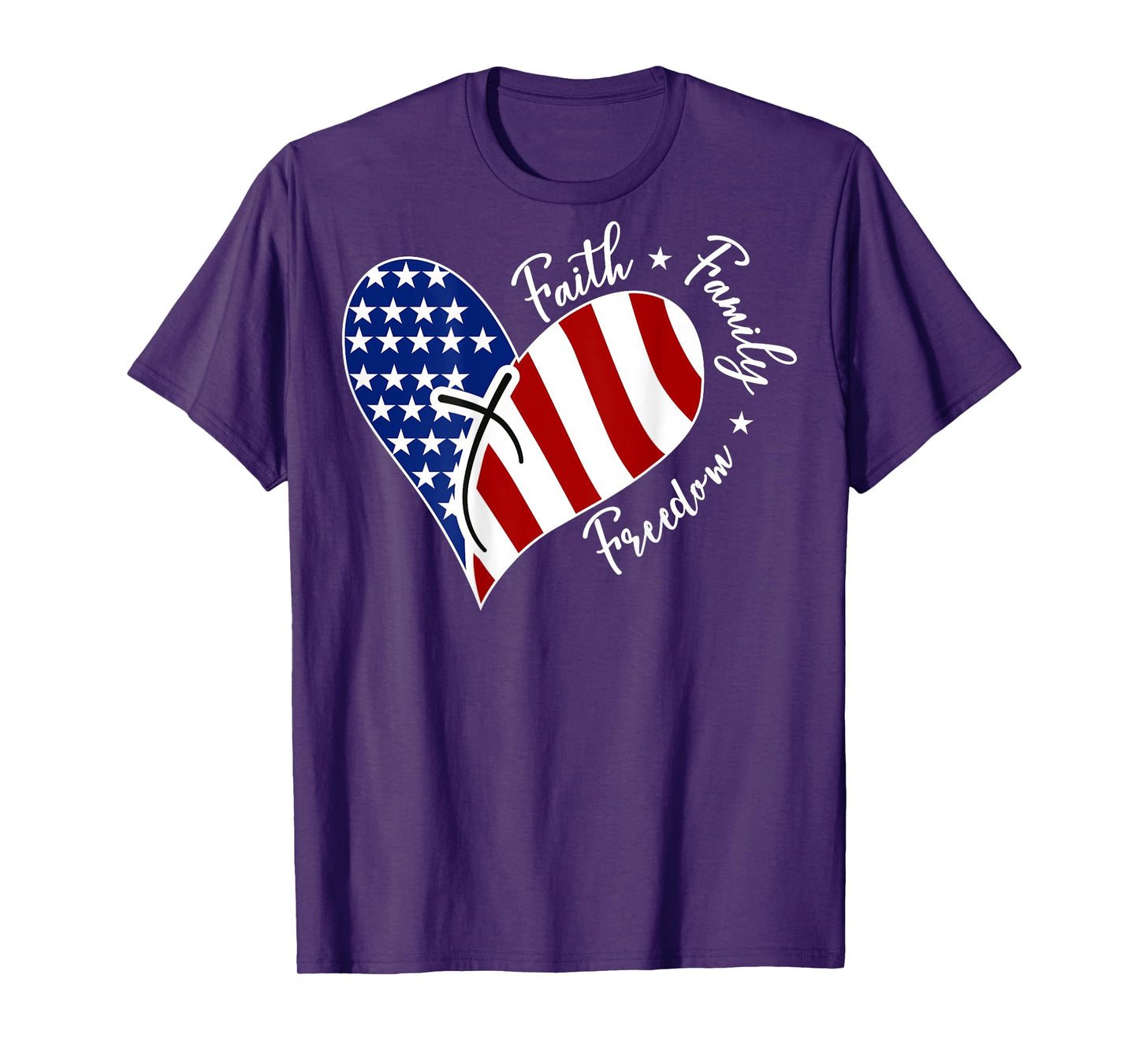 Jesus Cross Heart America The Lord Is My Rock ART ON BACK T-Shirt