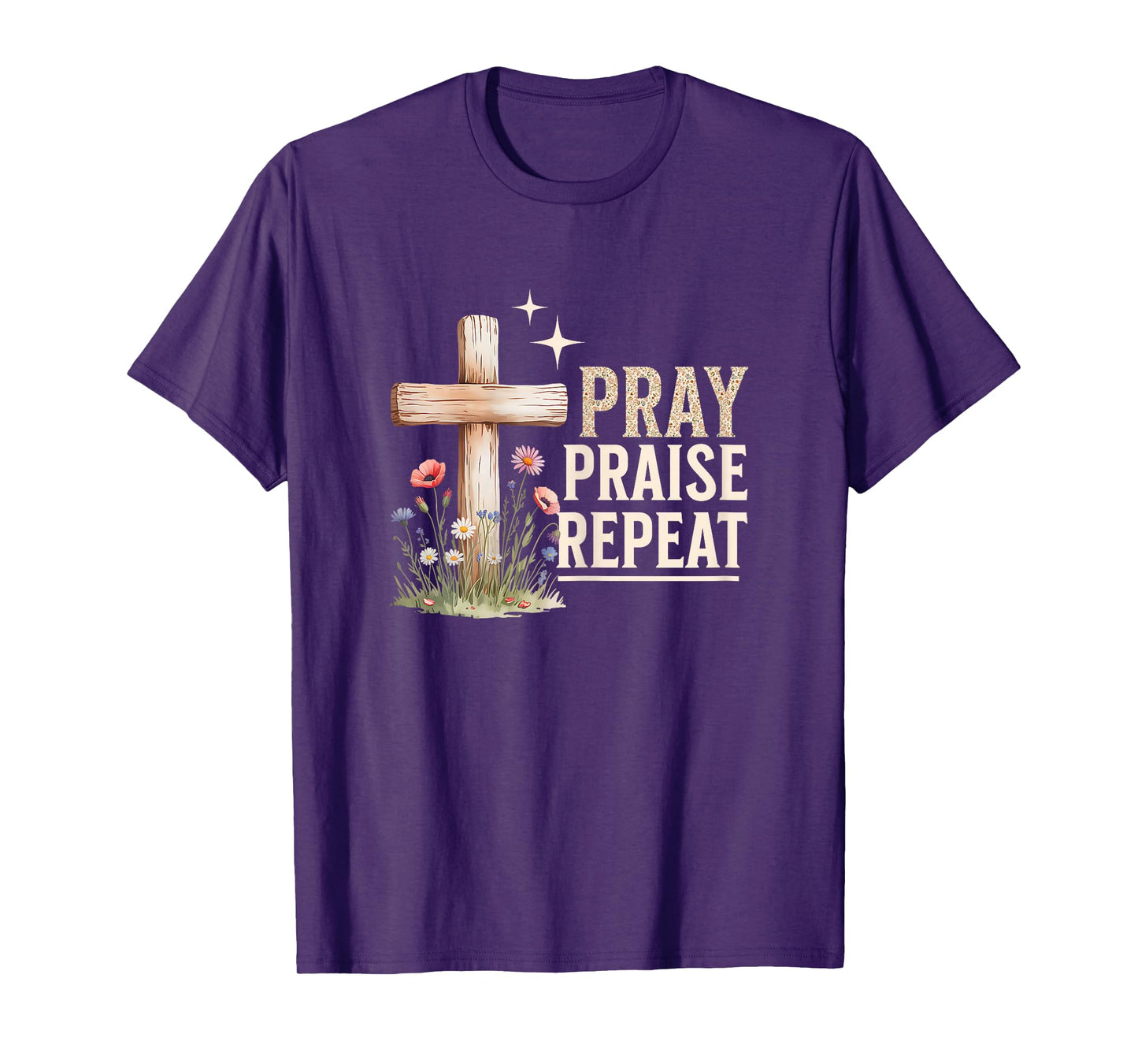 Pray Praise Repeat Inspirational T-Shirt