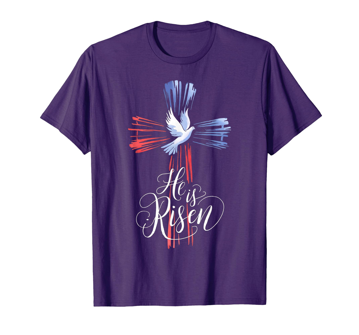 He Is Risen Jesus Easter Religious Christian Cross and Dove T-Shirt