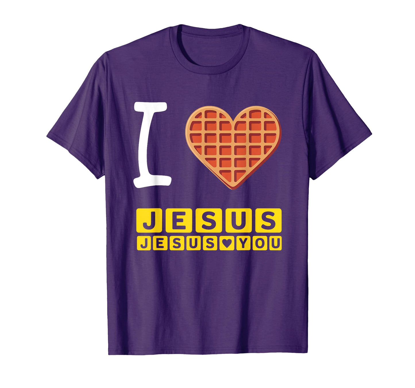 I Love Jesus Waffle Heart Funny Christian Breakfast T-Shirt