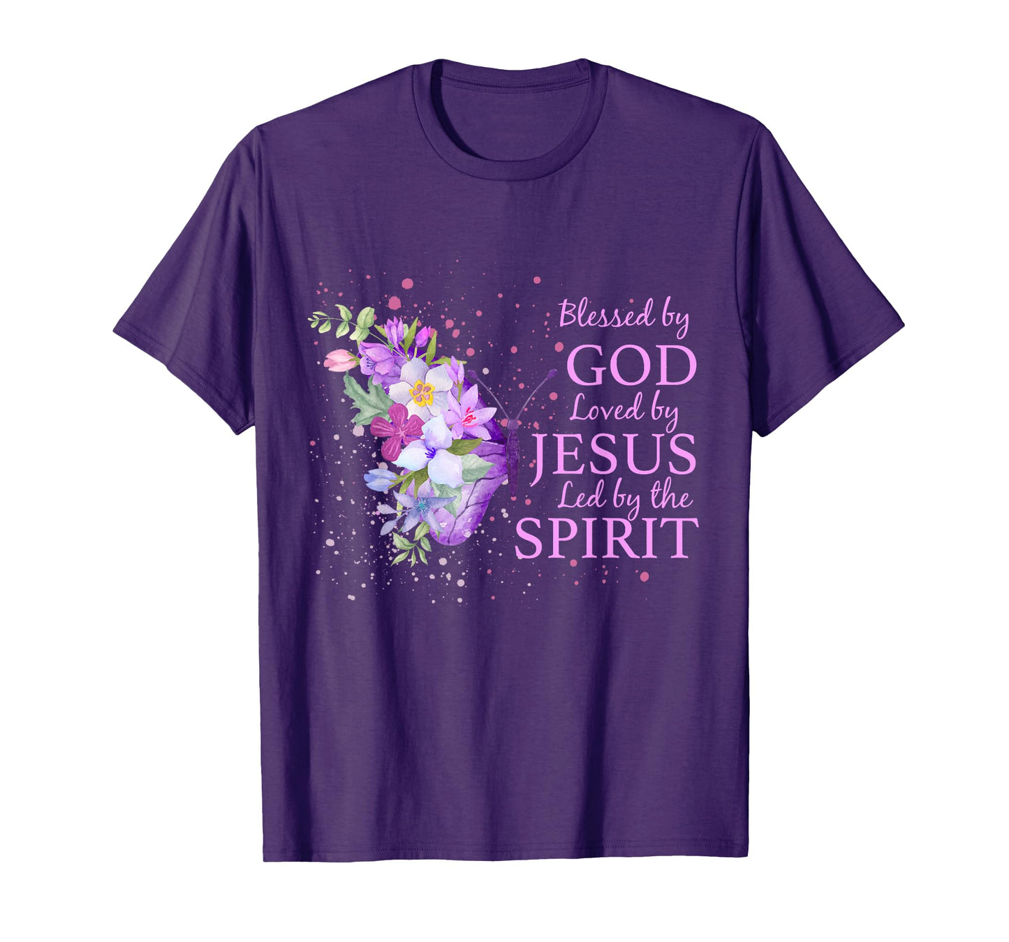 Blessed By God Loved By Jesus Christian Religious Butterfly T-Shirt