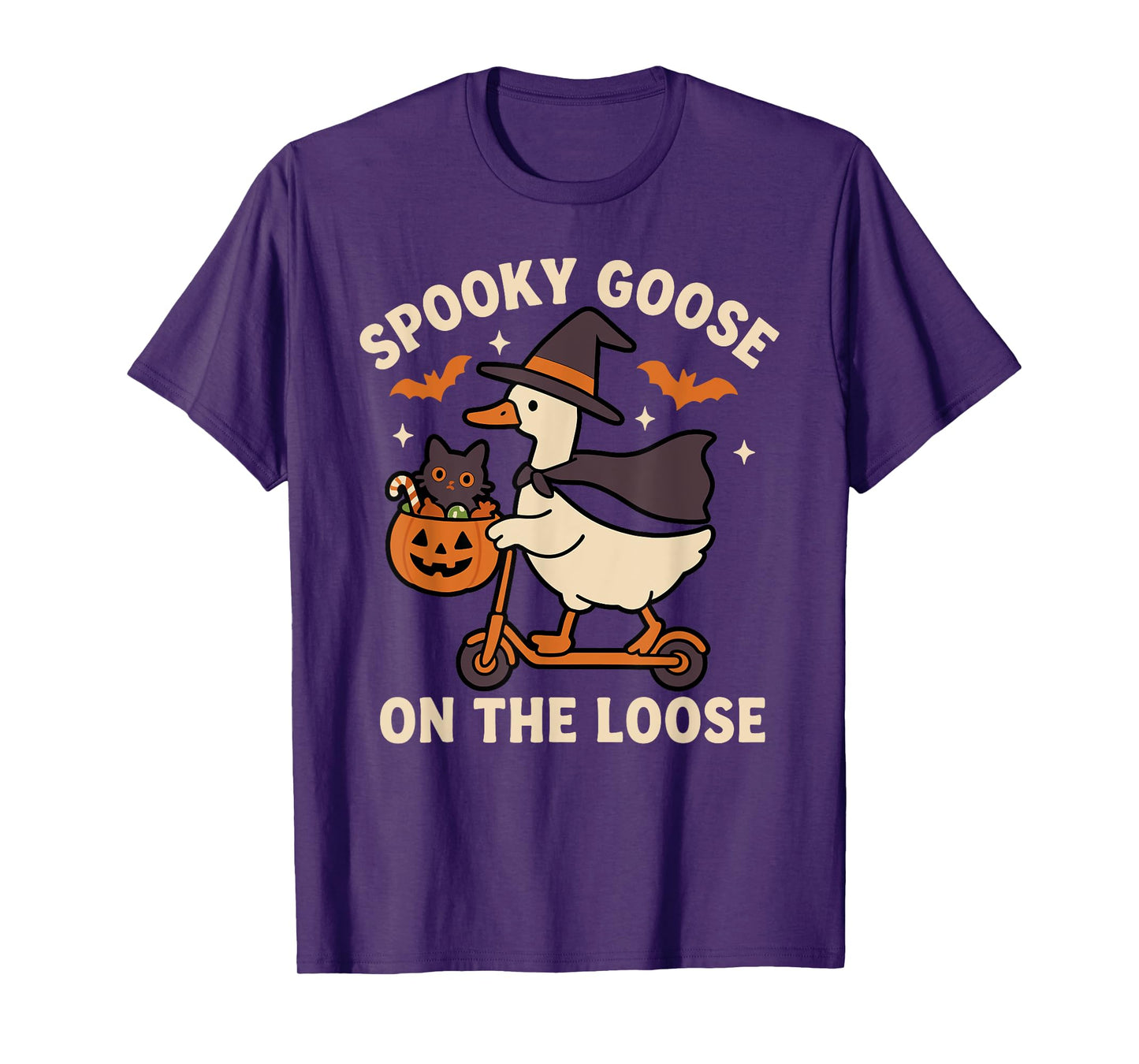 Spooky Goose On The Loose Halloween Silly Witch Costume T-Shirt
