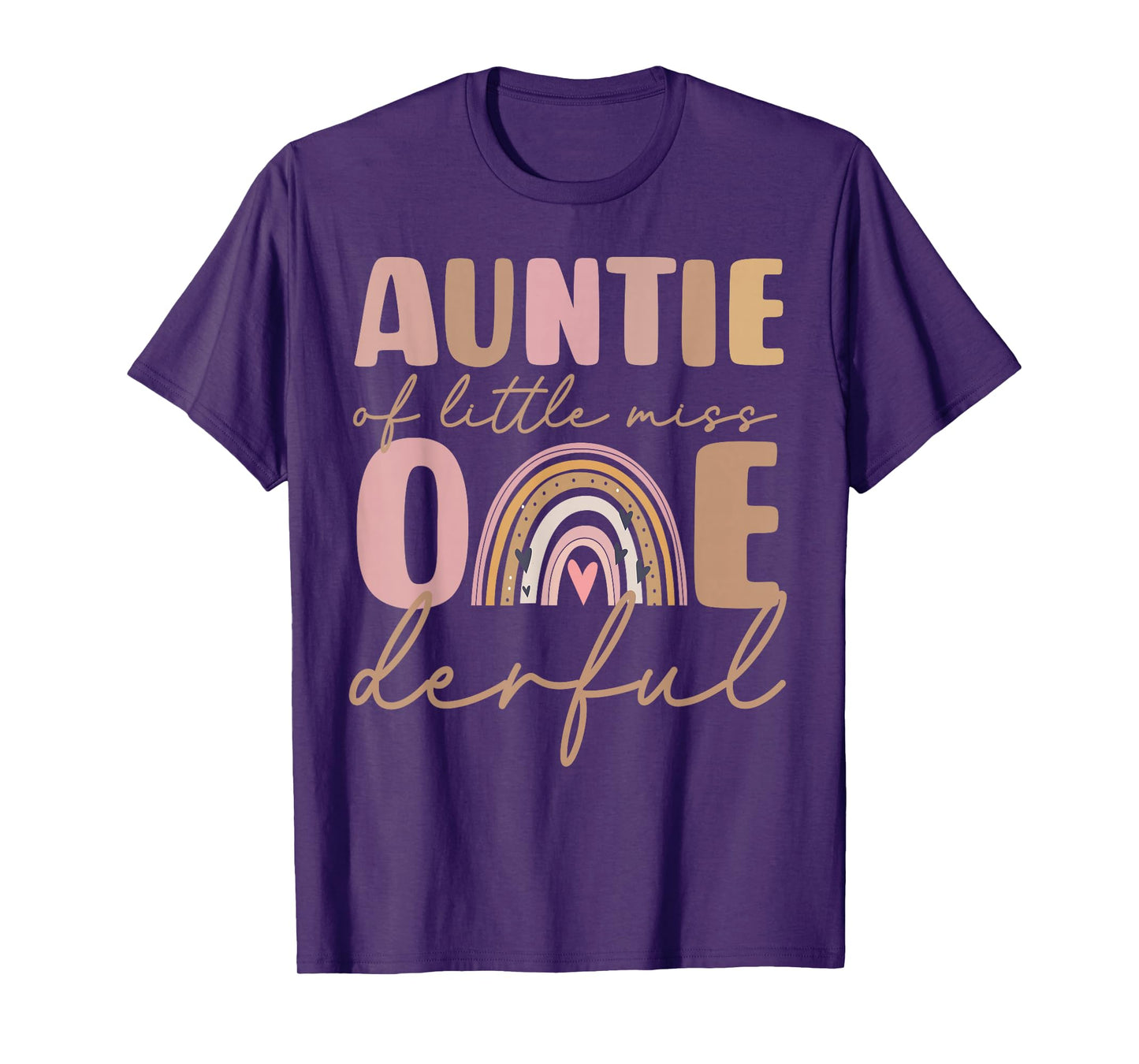 Auntie of Little Miss Onederful First Birthday Boho Rainbow T-Shirt