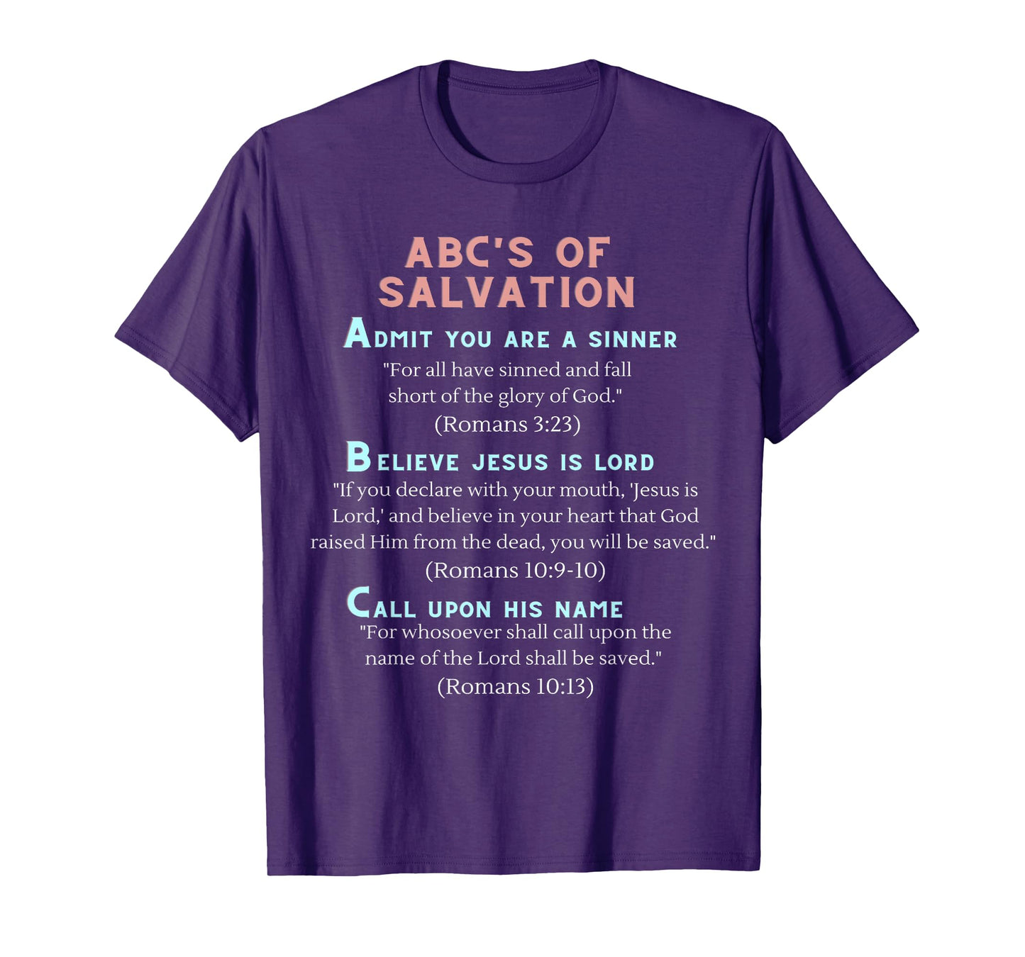 Clove & Lime Designs ABC's of Salvation T-Shirt,.Blue,Small