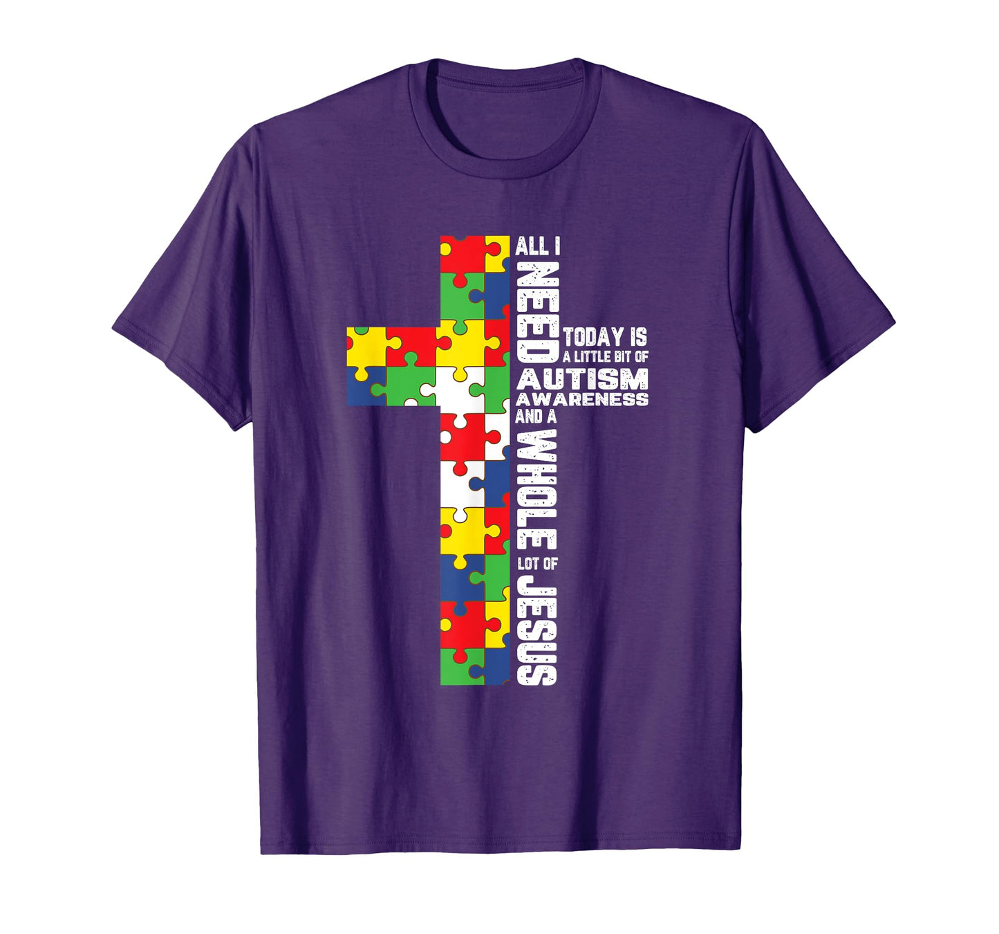 Autism Awareness Jesus Cross Puzzle Cool Christian Gifts T-Shirt