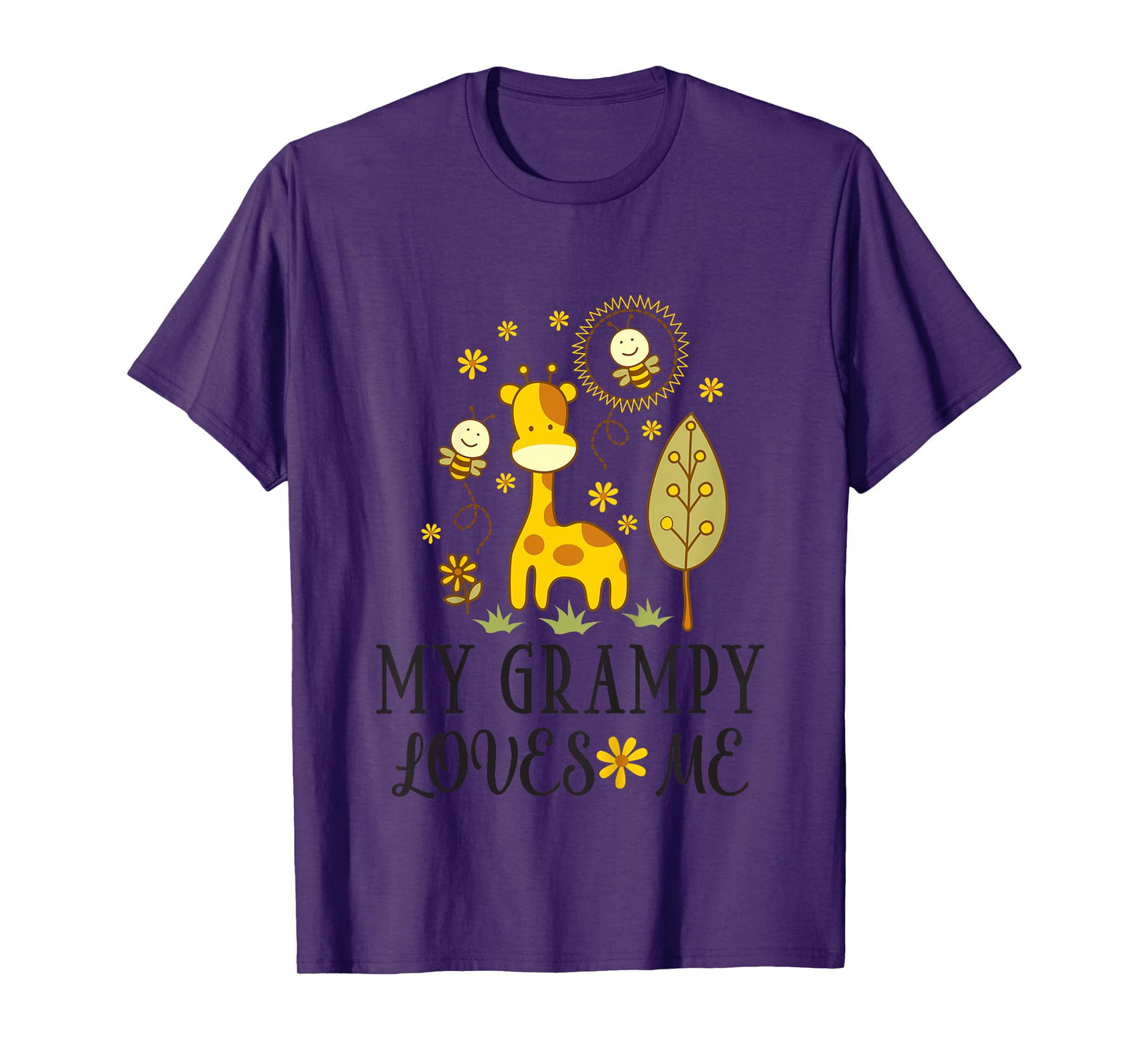 Kids My Grampy Loves Me Granddaughter Giraffe T-Shirt