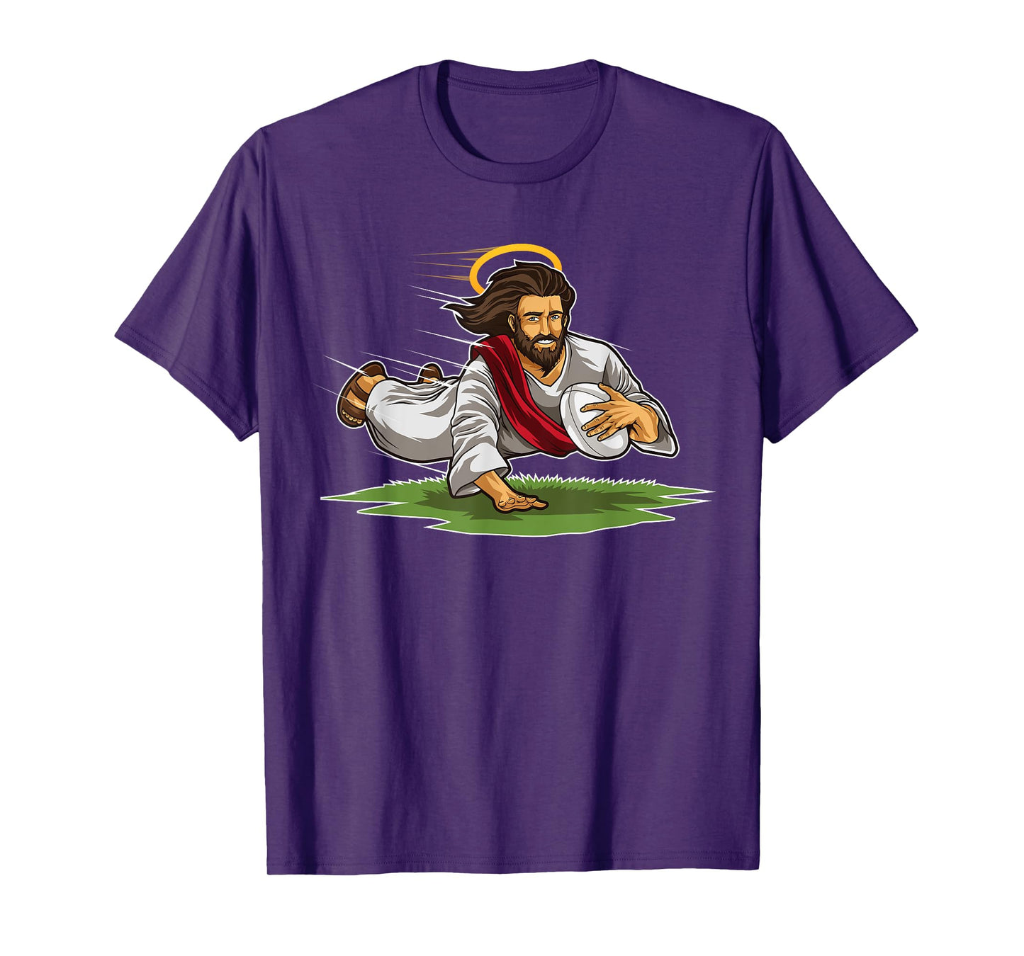 Rugby Jesus Scores Funny Rugby Illustration T-Shirt