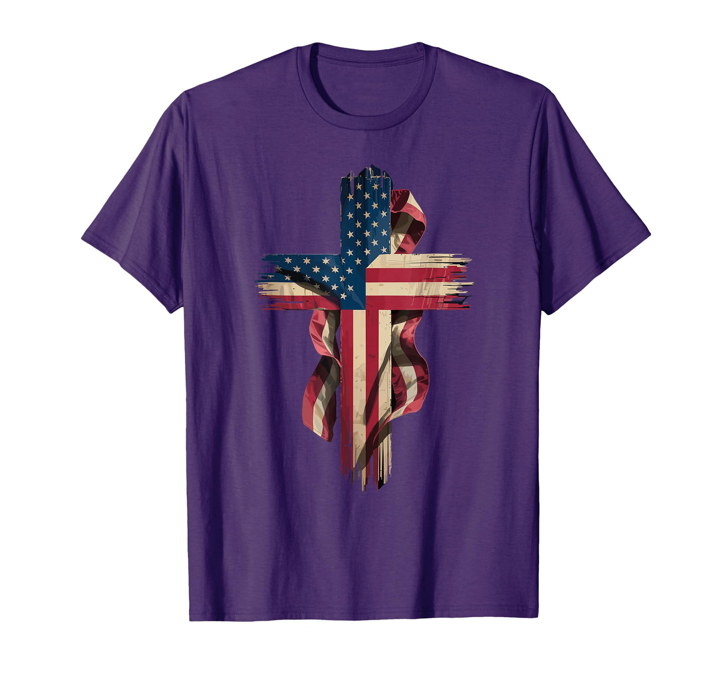 Patriotic Christian Cross USA Flag T-Shirt