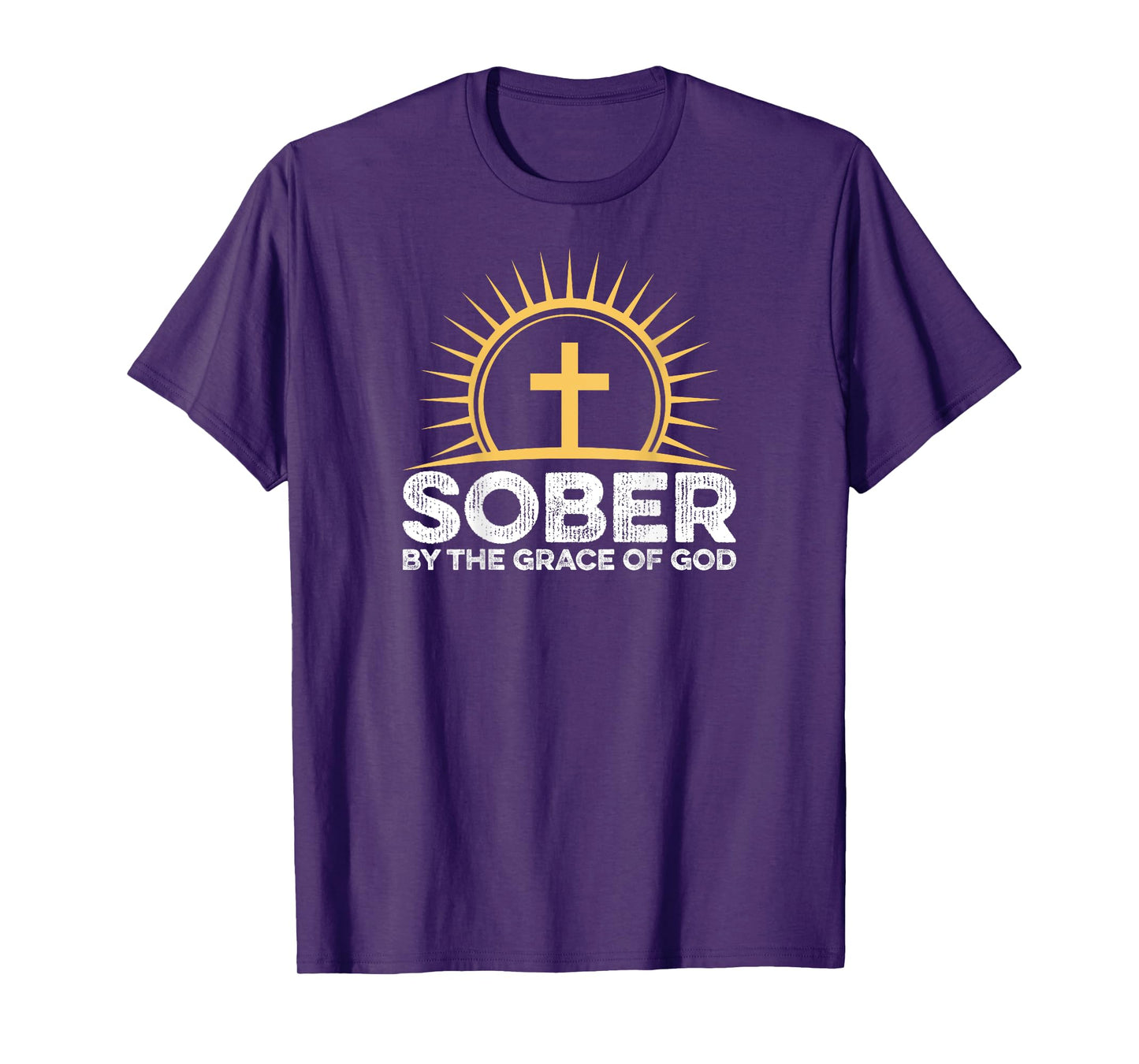 BACK PRINT Sober By The Grace O God Alcoholics AA Anonymous T-Shirt