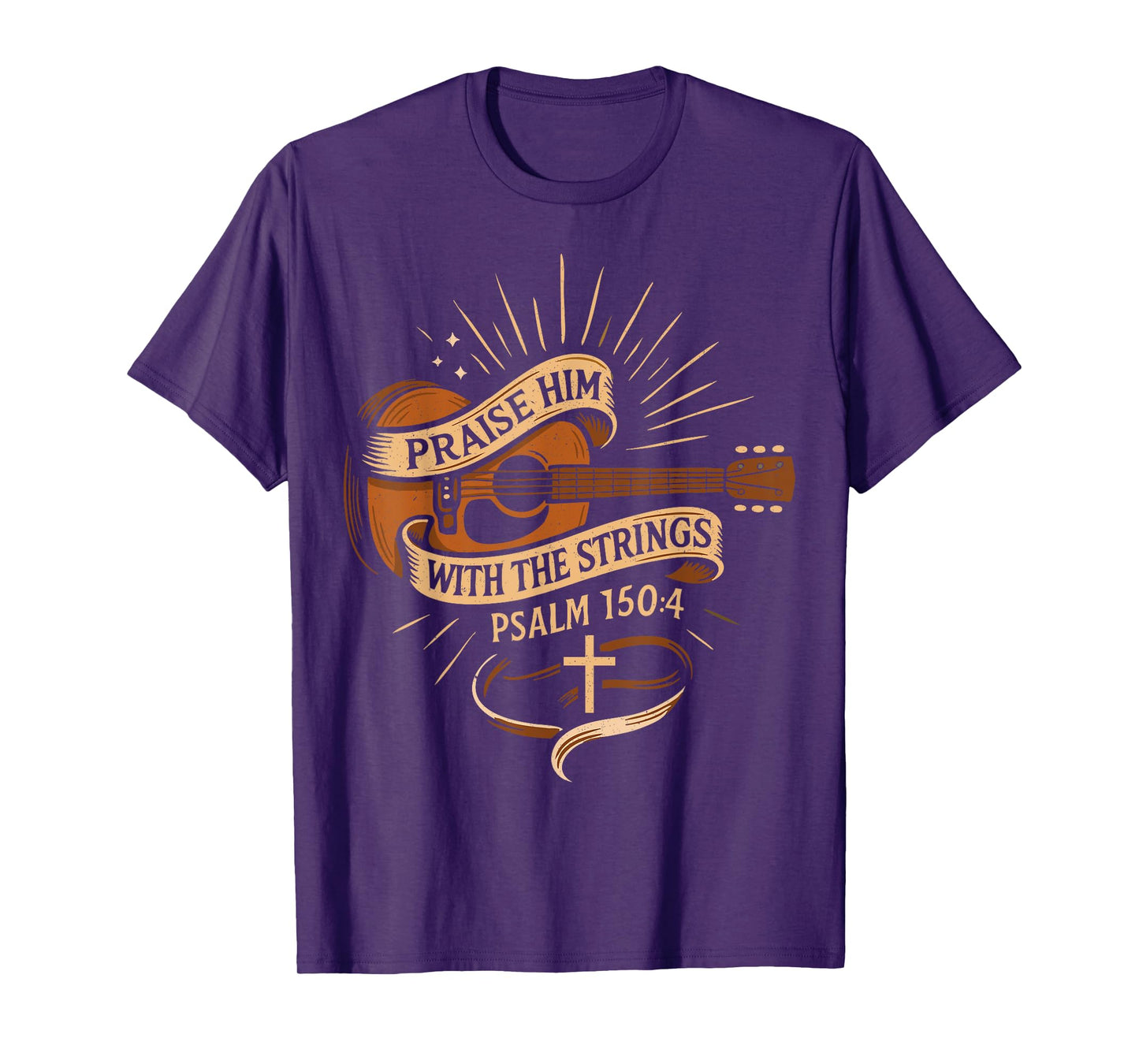 Praise Him With The Strings Jesus Acoustic Guitar Christian T-Shirt