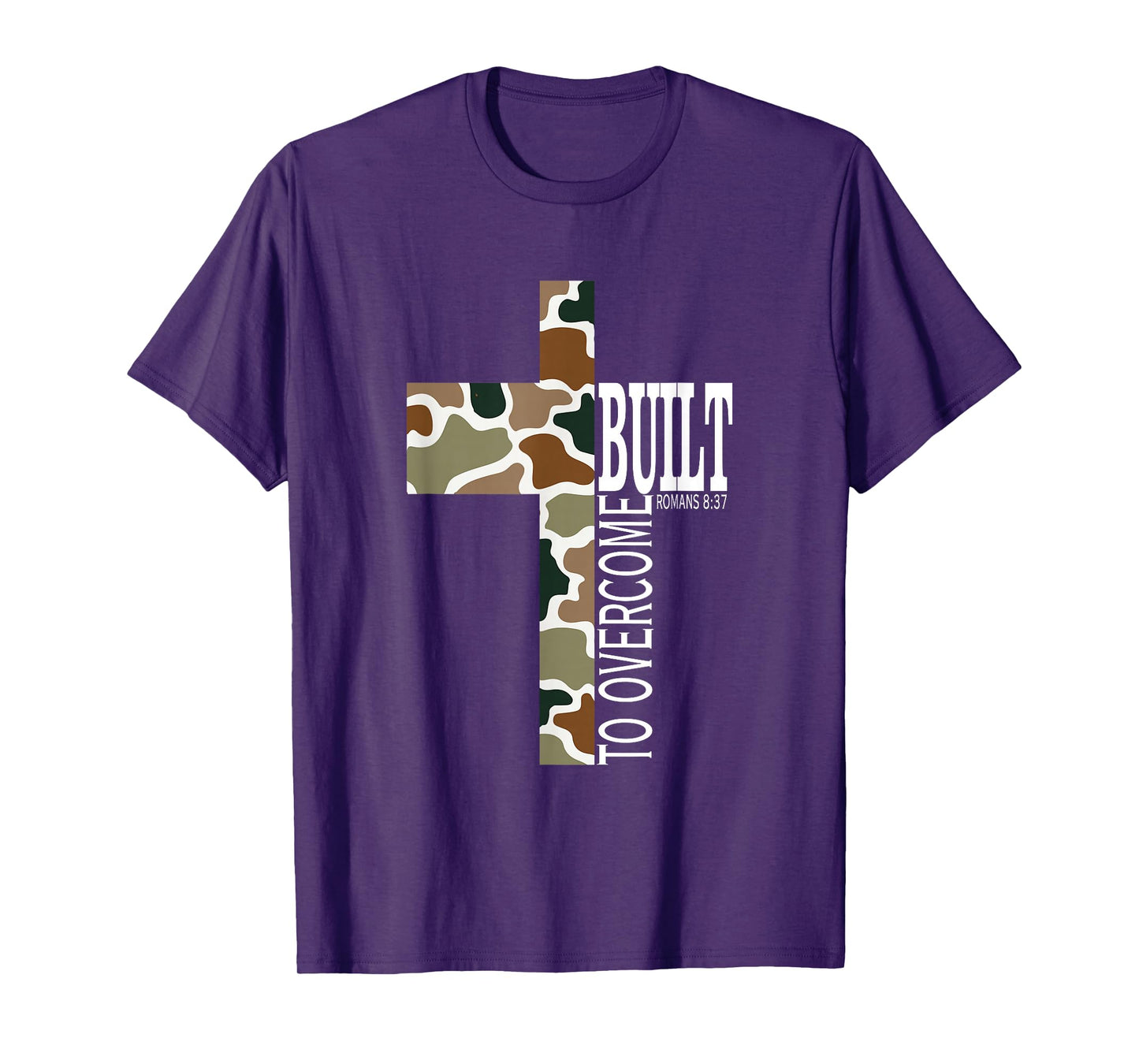 Built to Overcome Camo Gym Faith Christian Workout Scripture T-Shirt