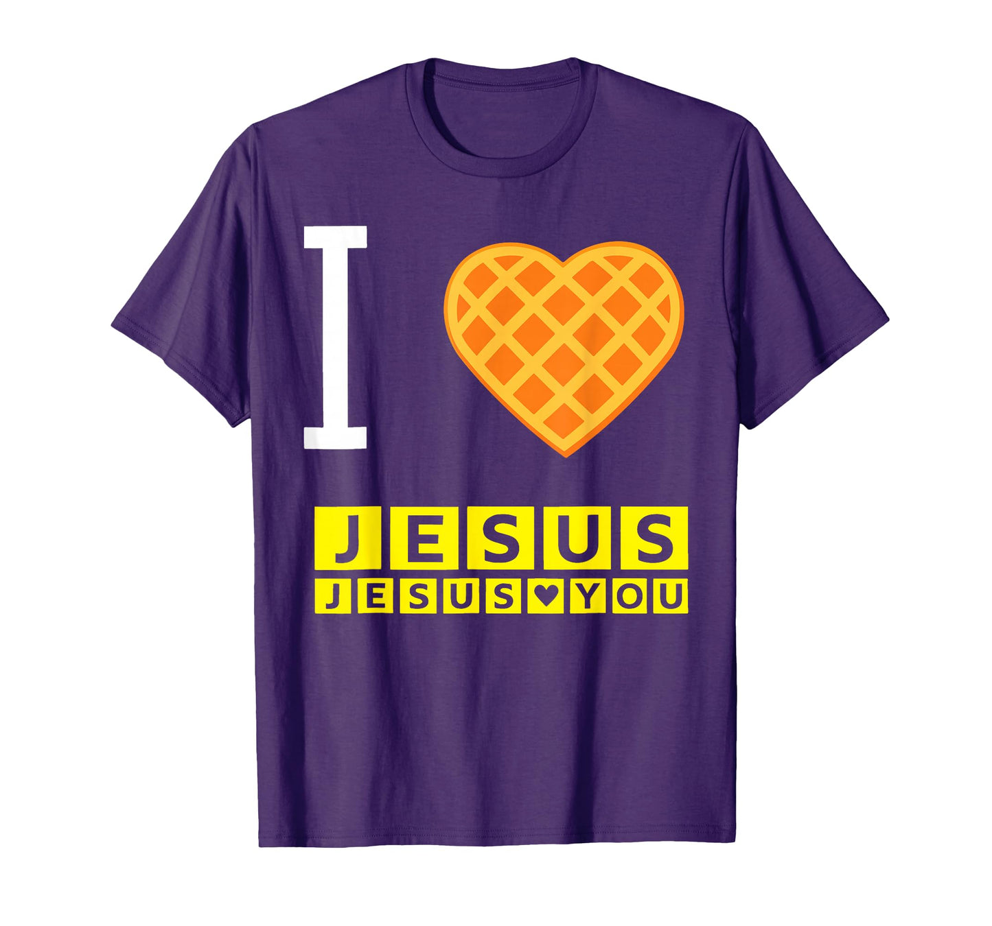I Love Jesus Waffle Heart Funny Christian Breakfast Faith T-Shirt