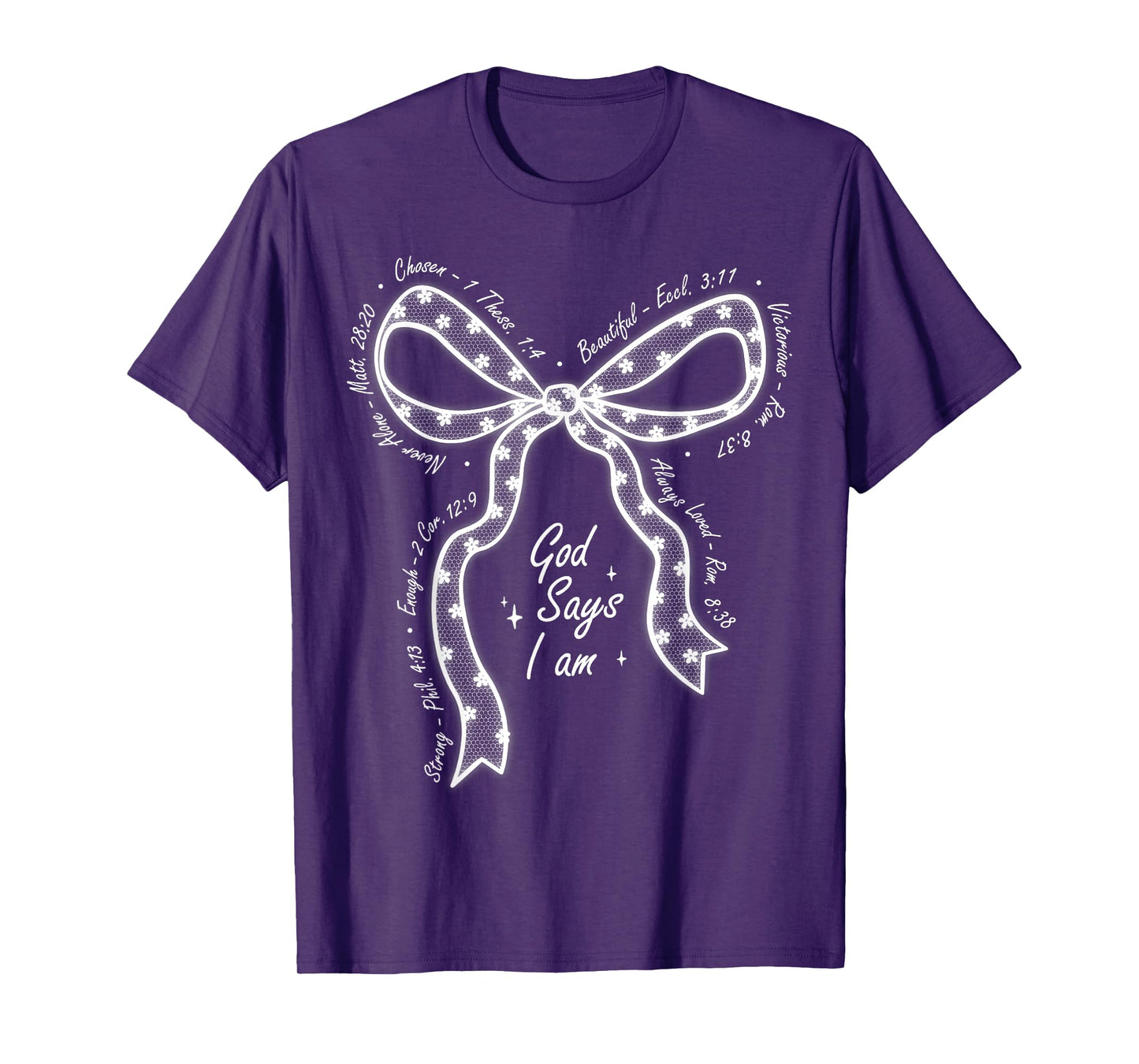 God Say I Am Lace Bow Christian Girl Women Bible Verse Jesus T-Shirt