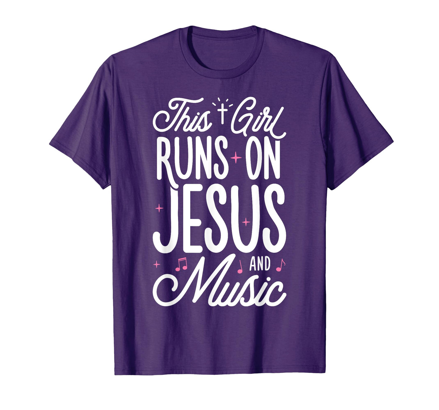 This Girl Runs On Jesus And Music Lover Christian Women Gift T-Shirt