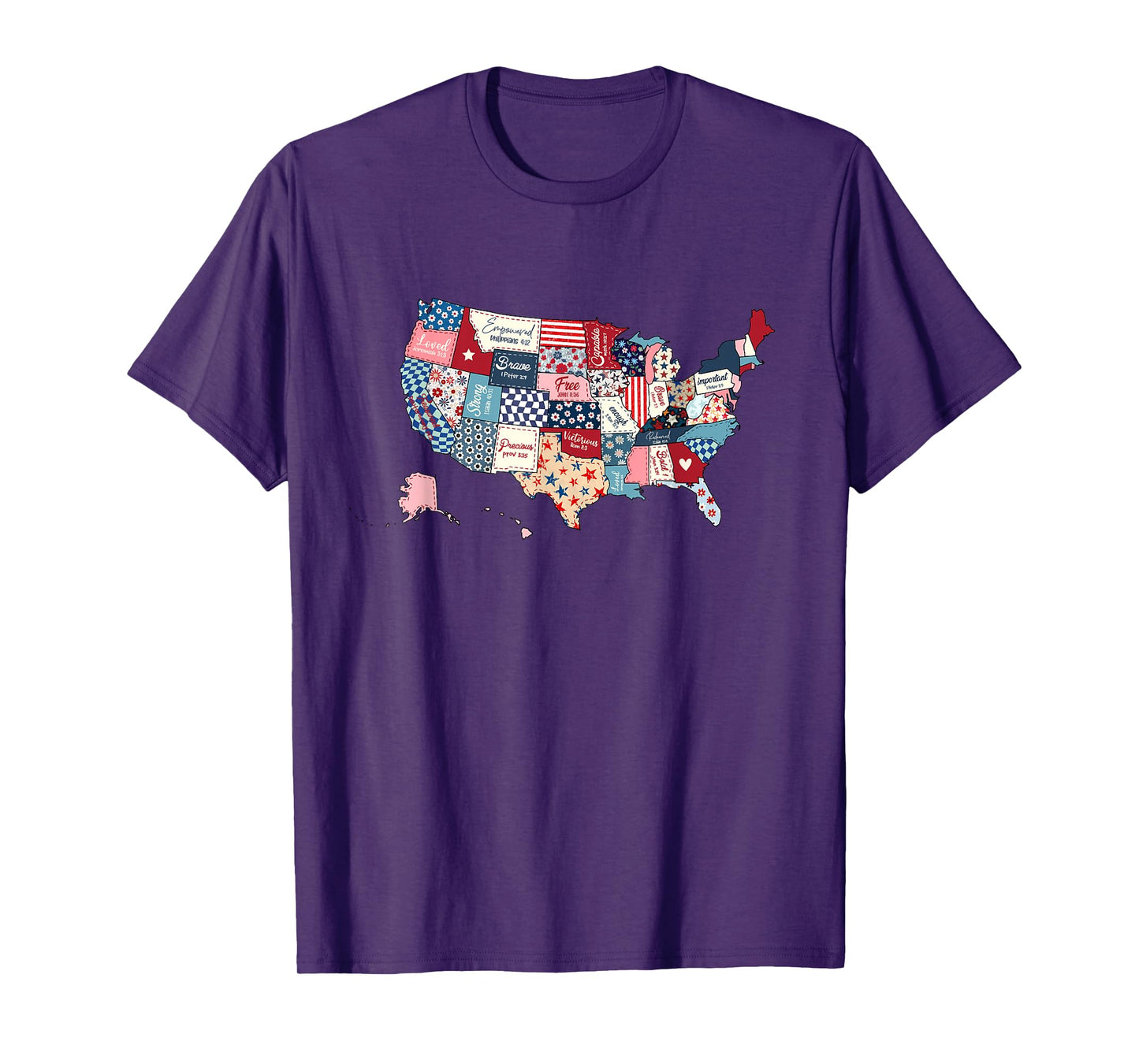 Christian USA Map Bible Verses Patriotic Faith States T-Shirt
