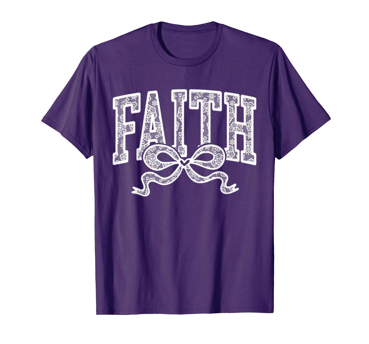 Lace Faith Coquette Bow Christian Religious Women Girl T-Shirt