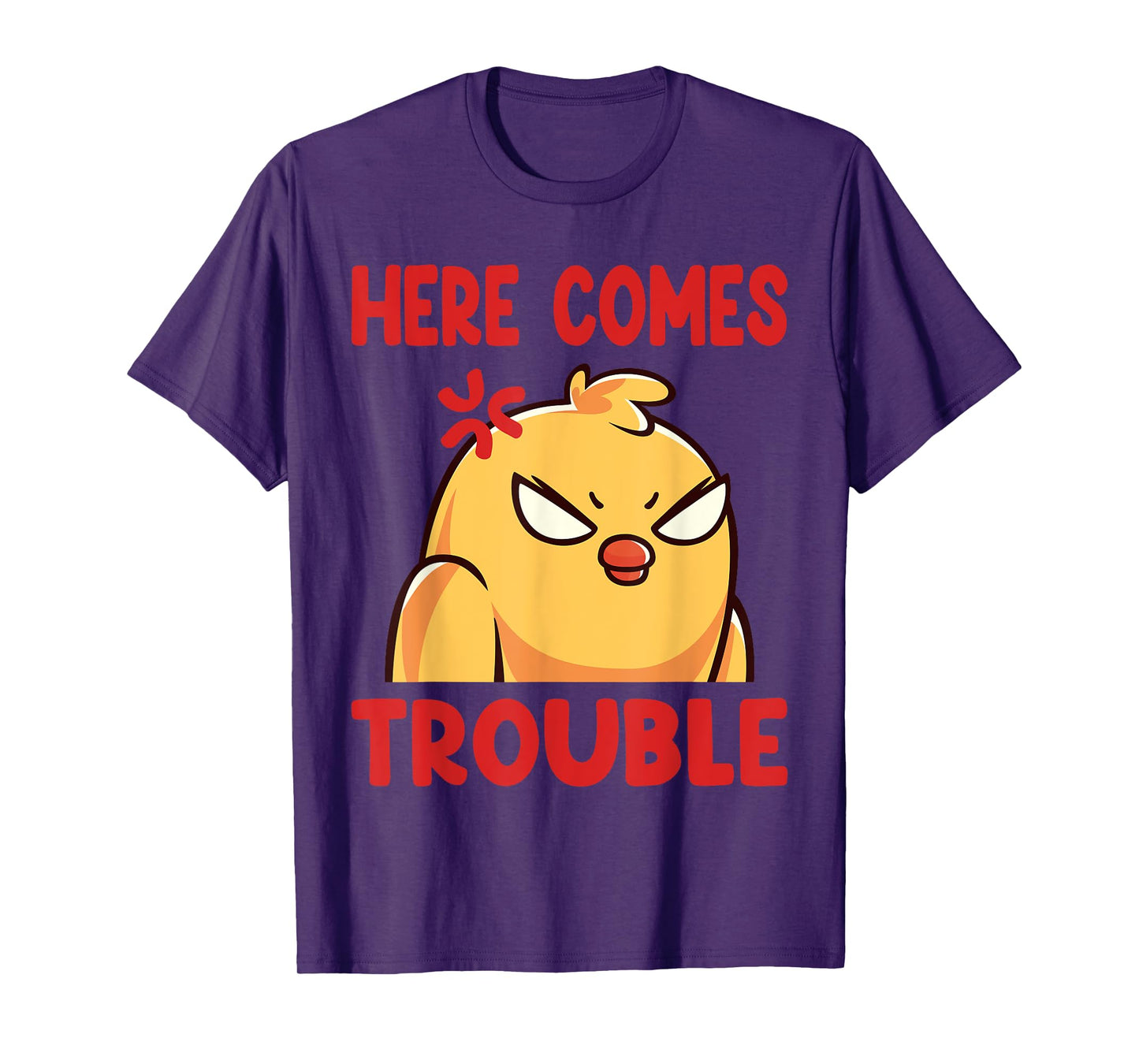Funny Here Comes Trouble Angry Kawaii Bird T-Shirt