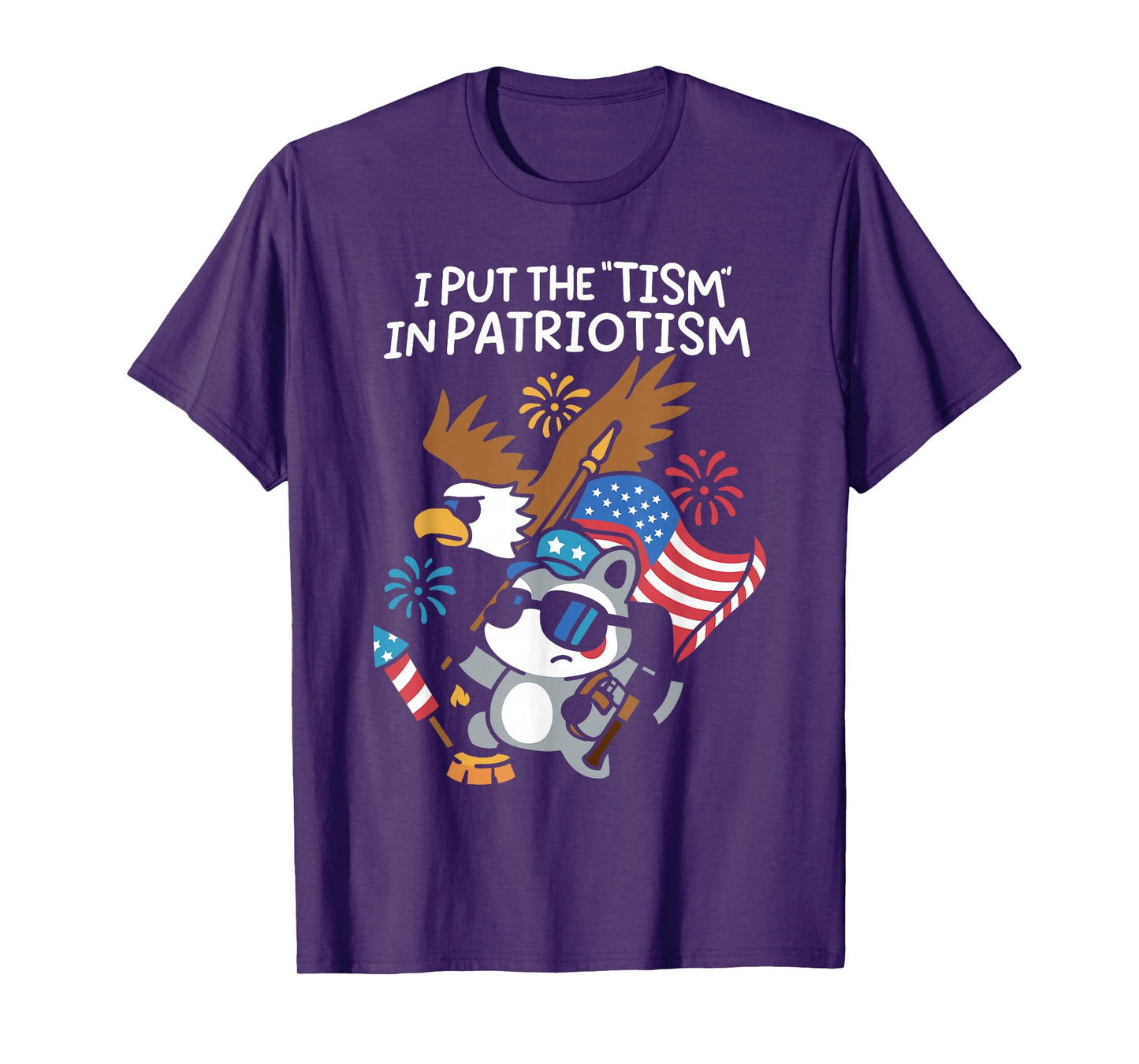 I Put The Tism in Patriotism Athletic Eagle T-Shirt