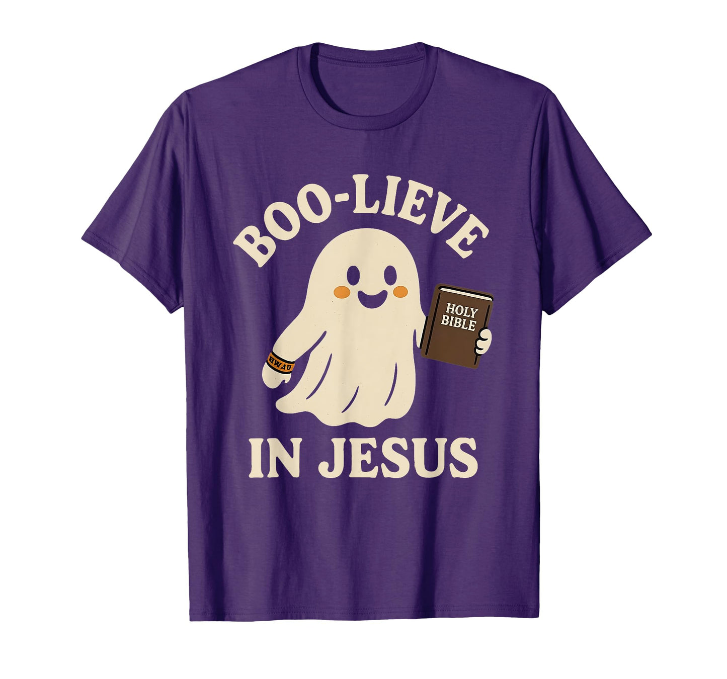 Ghost Boo Lieve in Jesus Holy Bible Happy Halloween 2025 T-Shirt