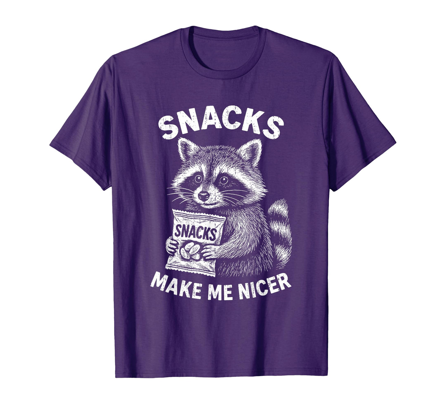 Snacks Make Me Nicer Raccoon Animal Funny Saying Humor Meme T-Shirt