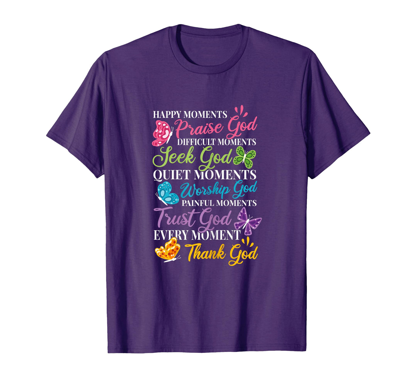 Praise Seek Worship Trust Thank God Bible Religous Quote T-Shirt