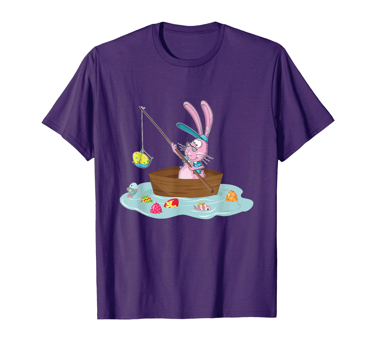 Funny Easter Bunny Fishing Egg Hunting - Easter Sunday Fun T-Shirt