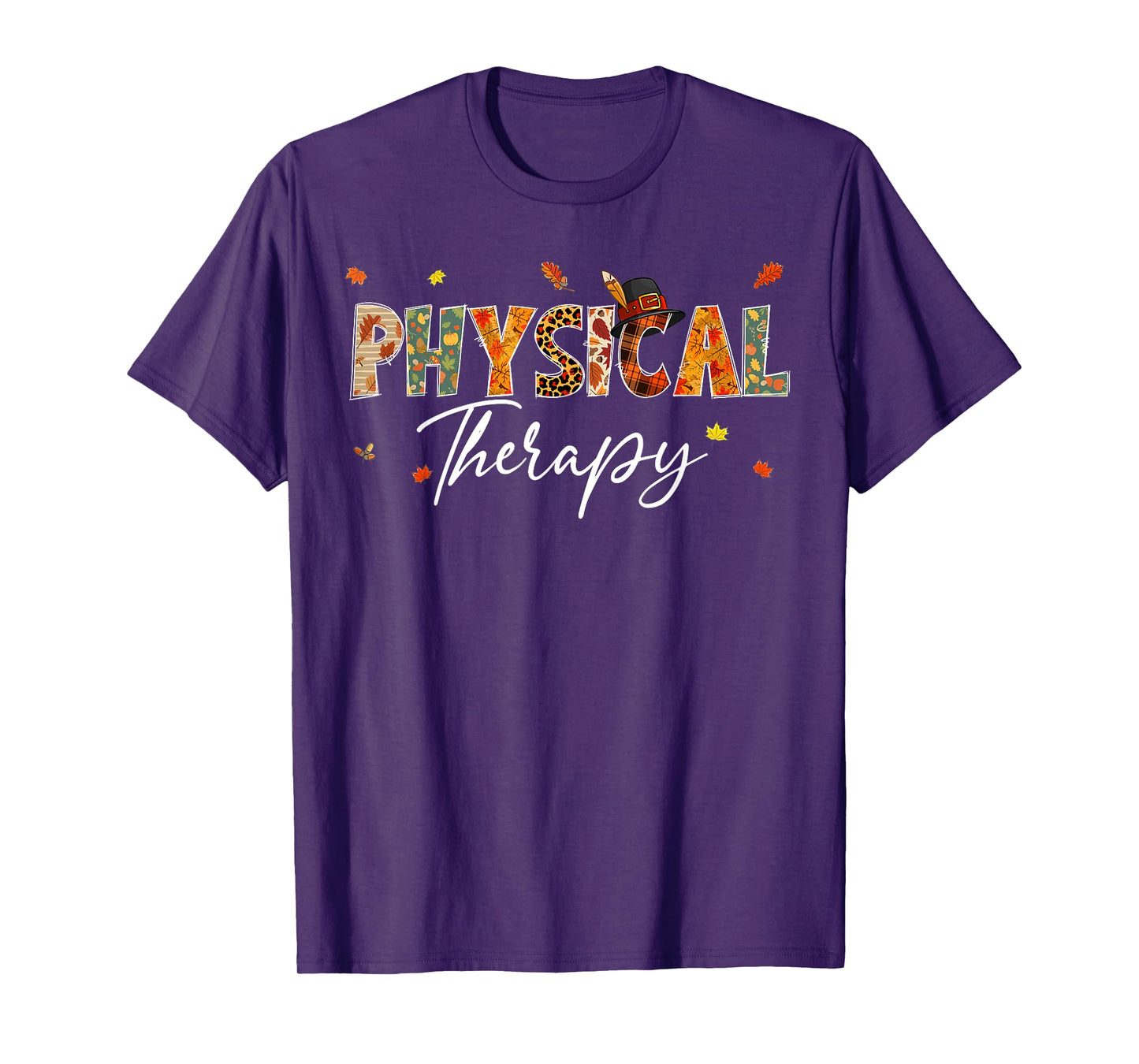 Funny Physical Therapy Pumpkin Autumn Tree Fall Leaves T-Shirt