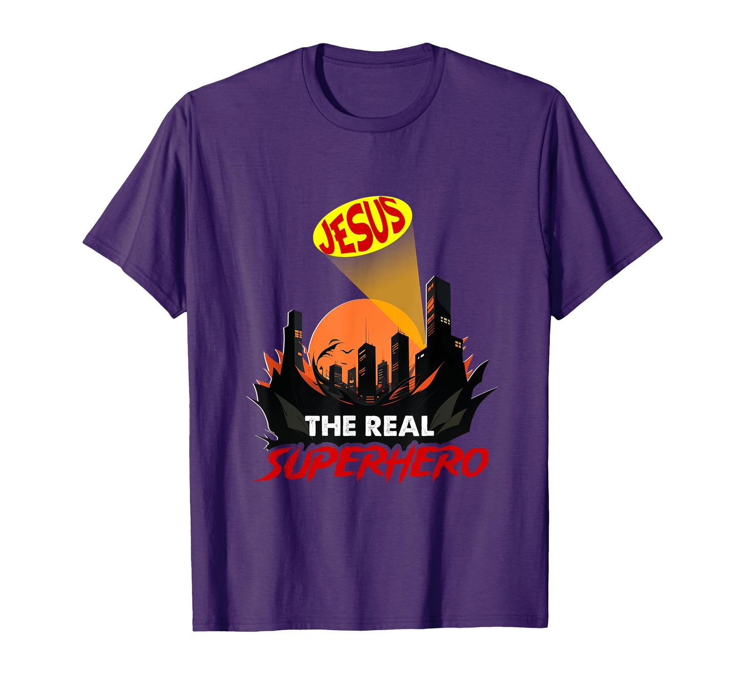 Jesus The Real Superhero Bat Signal Night Of City Christian T-Shirt