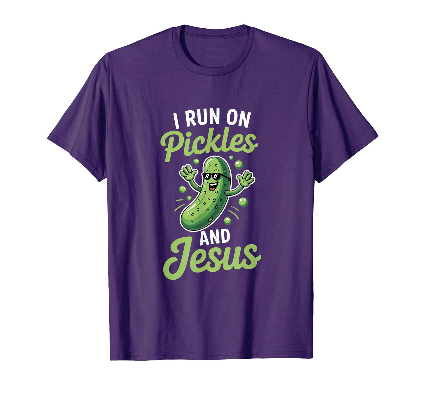 Funny Pickle Cucumber I Run on Pickles and Jesus T-Shirt