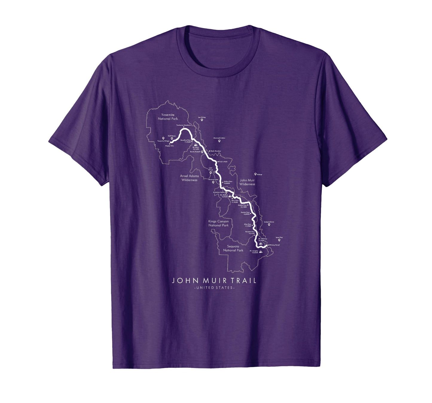 John Muir Trail Map T-Shirt