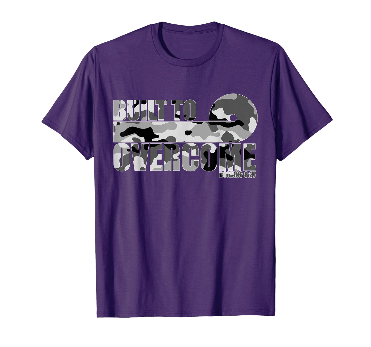 Built to Overcome Camo Workout Gym Christian Scripture Faith T-Shirt