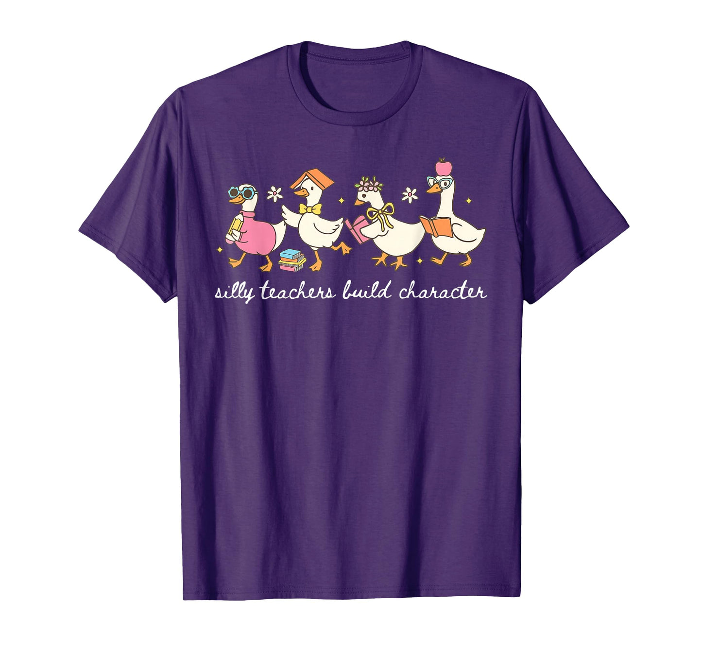 Silly Teachers Build Character Goose Teacher Back to School T-Shirt