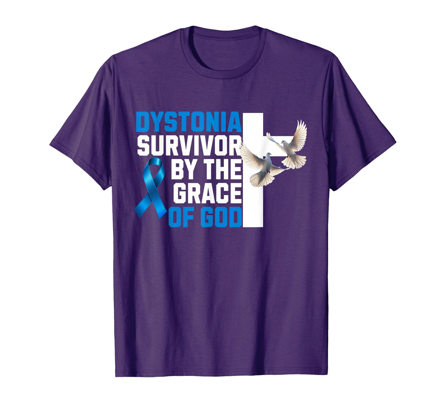 Dystonia Disorder Survivor by The Grace of God Blue Ribbon T-Shirt