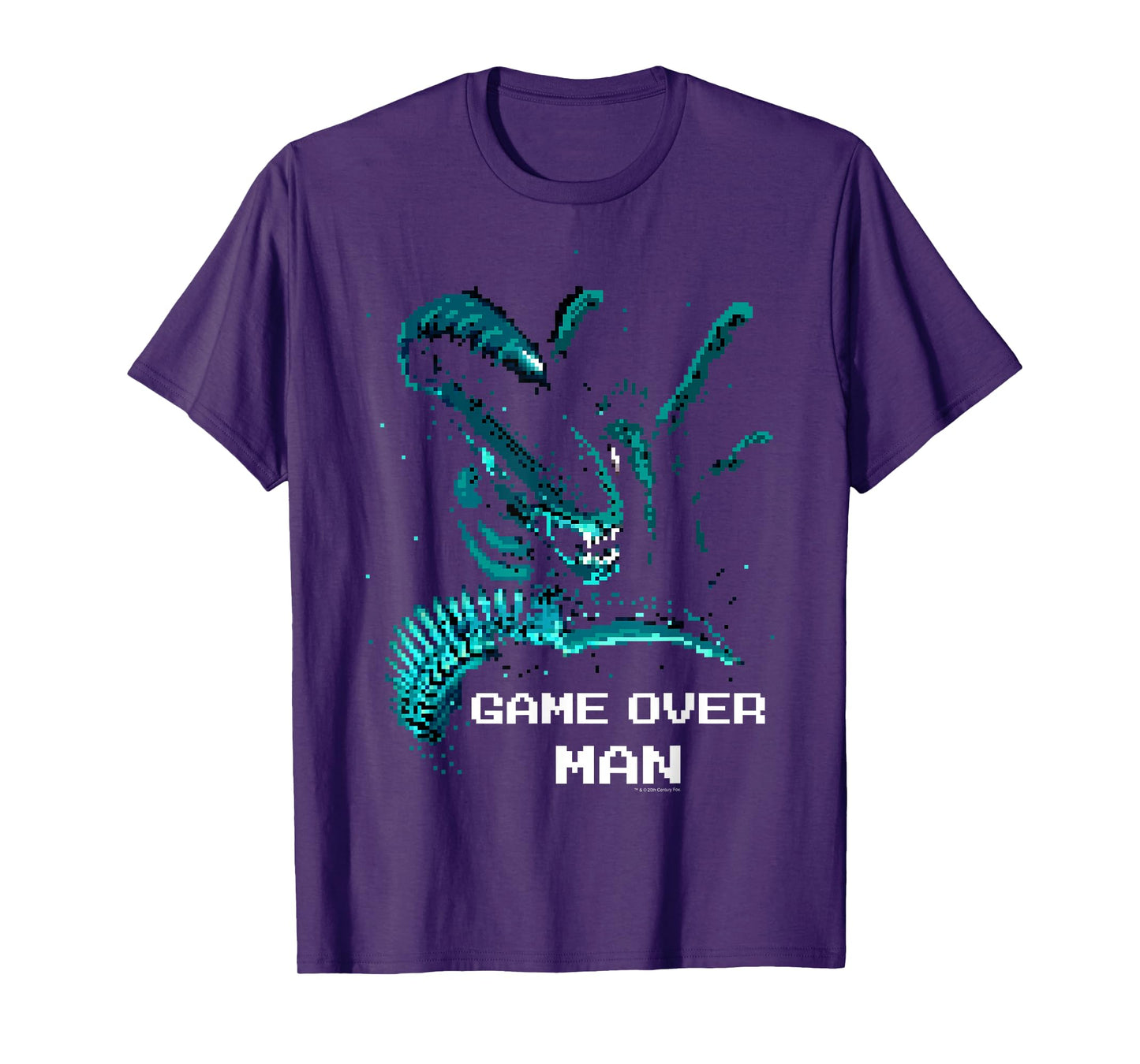 Aliens Iconic Xenomorph Game Over Man Pixelated Style Logo T-Shirt