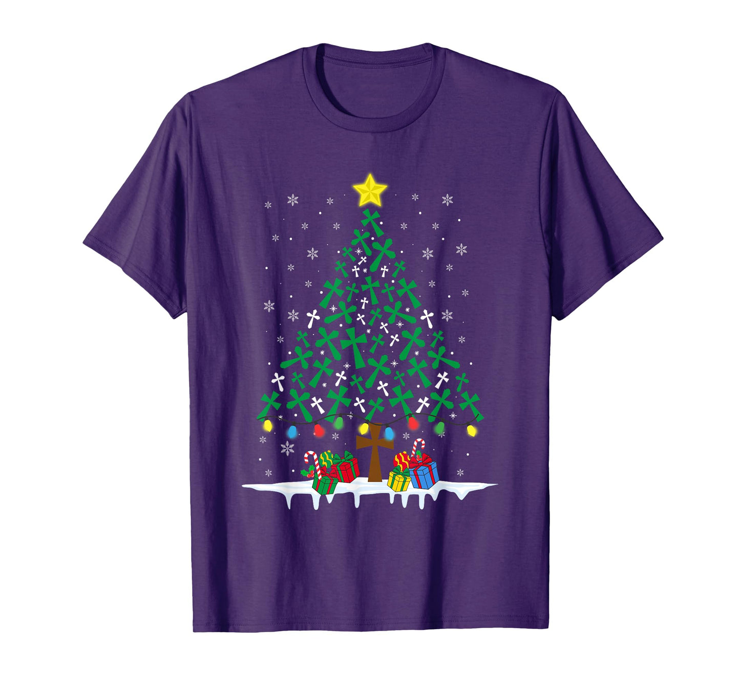 Faith Cross Christian Holiday Family Matching Christmas Tree T-Shirt