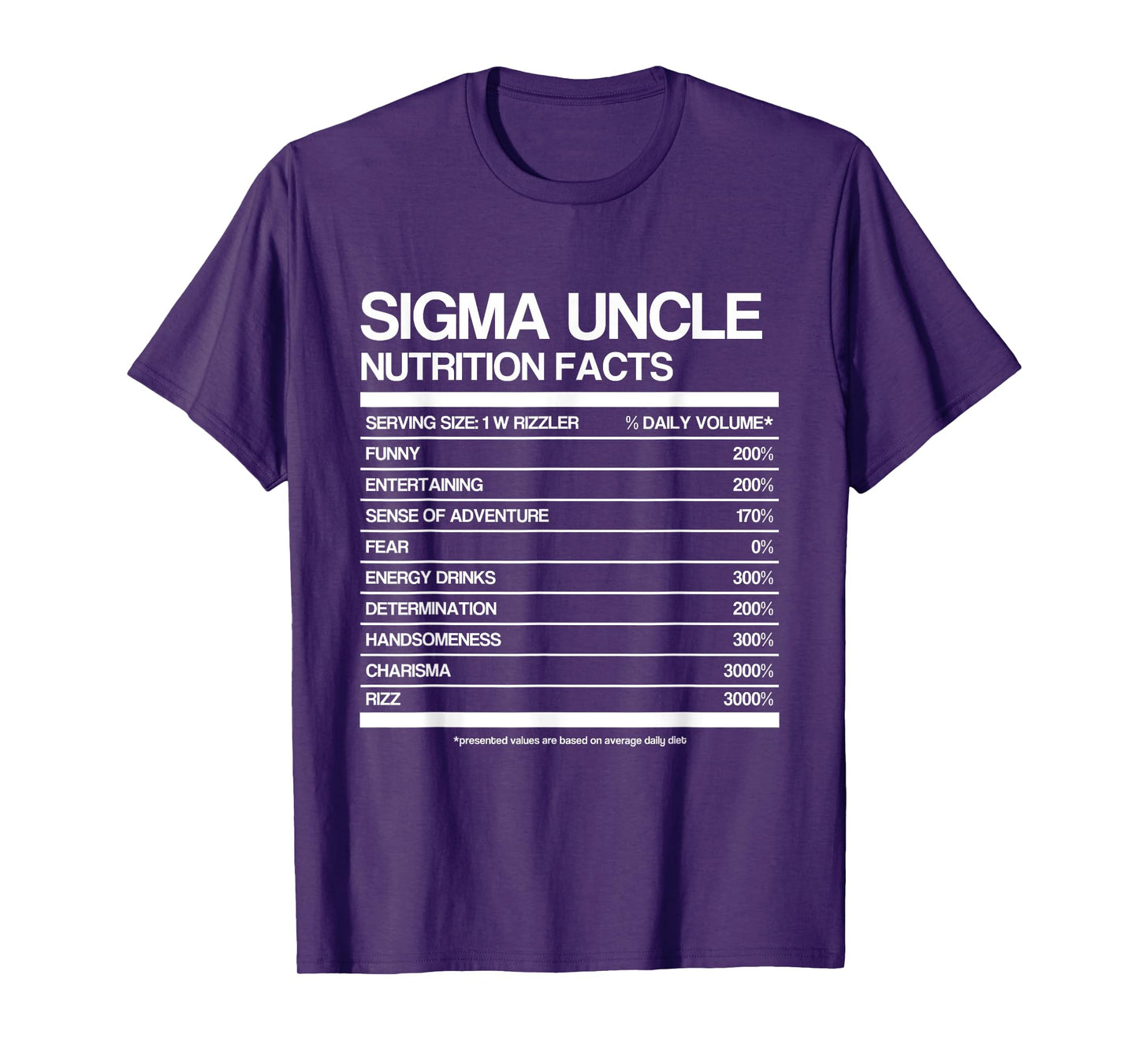 Funny Sigma Uncle Nutrition Facts Sigma Family Uncle Meme T-Shirt