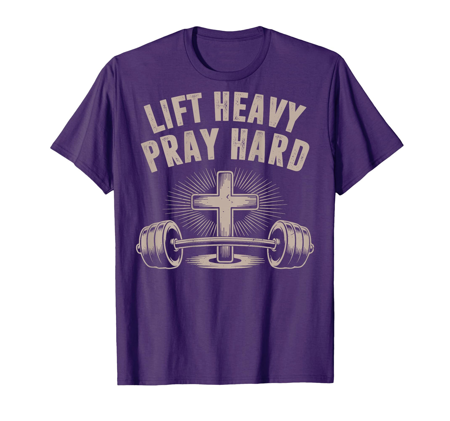 Men's Lift Heavy Pray Hard Funny Christian Jesus Gym Workout T-Shirt
