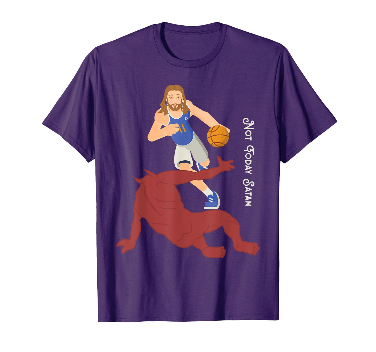Christian T Shirt Jesus Versus Satan Not Today Basketball T-Shirt