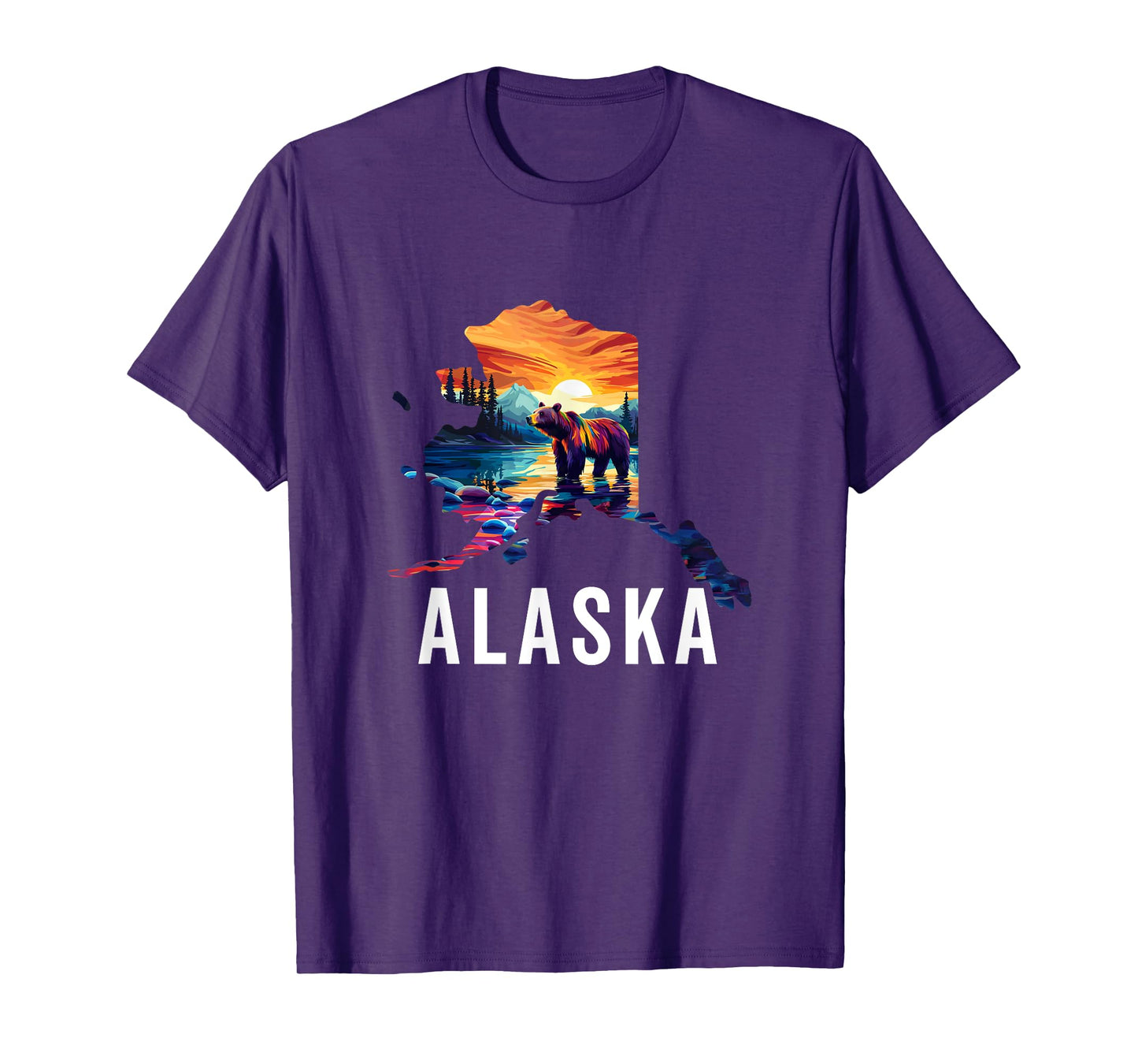 Alaskan Bear Animal Alaska Map Souvenirs Vacation Vintage T-Shirt