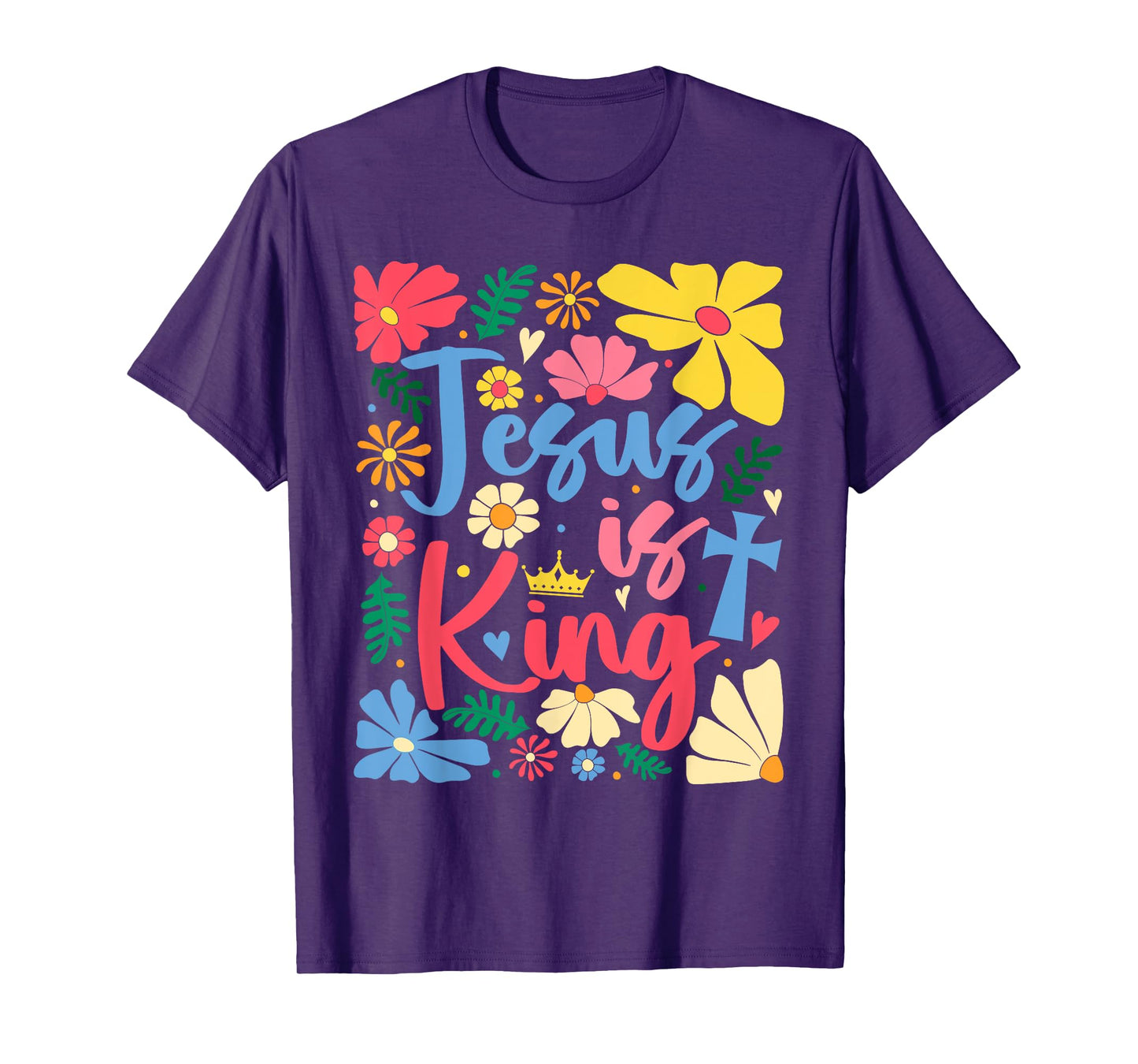 Jesus Is King Boho Flowers Christian God Religious Floral T-Shirt