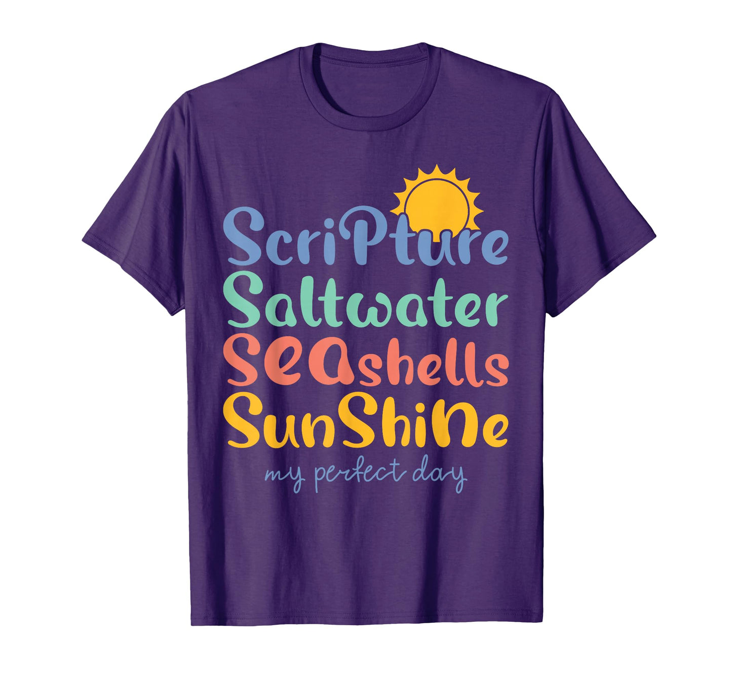 Scripture Saltwater Seashells Sunshine Beach Lovers Summer T-Shirt