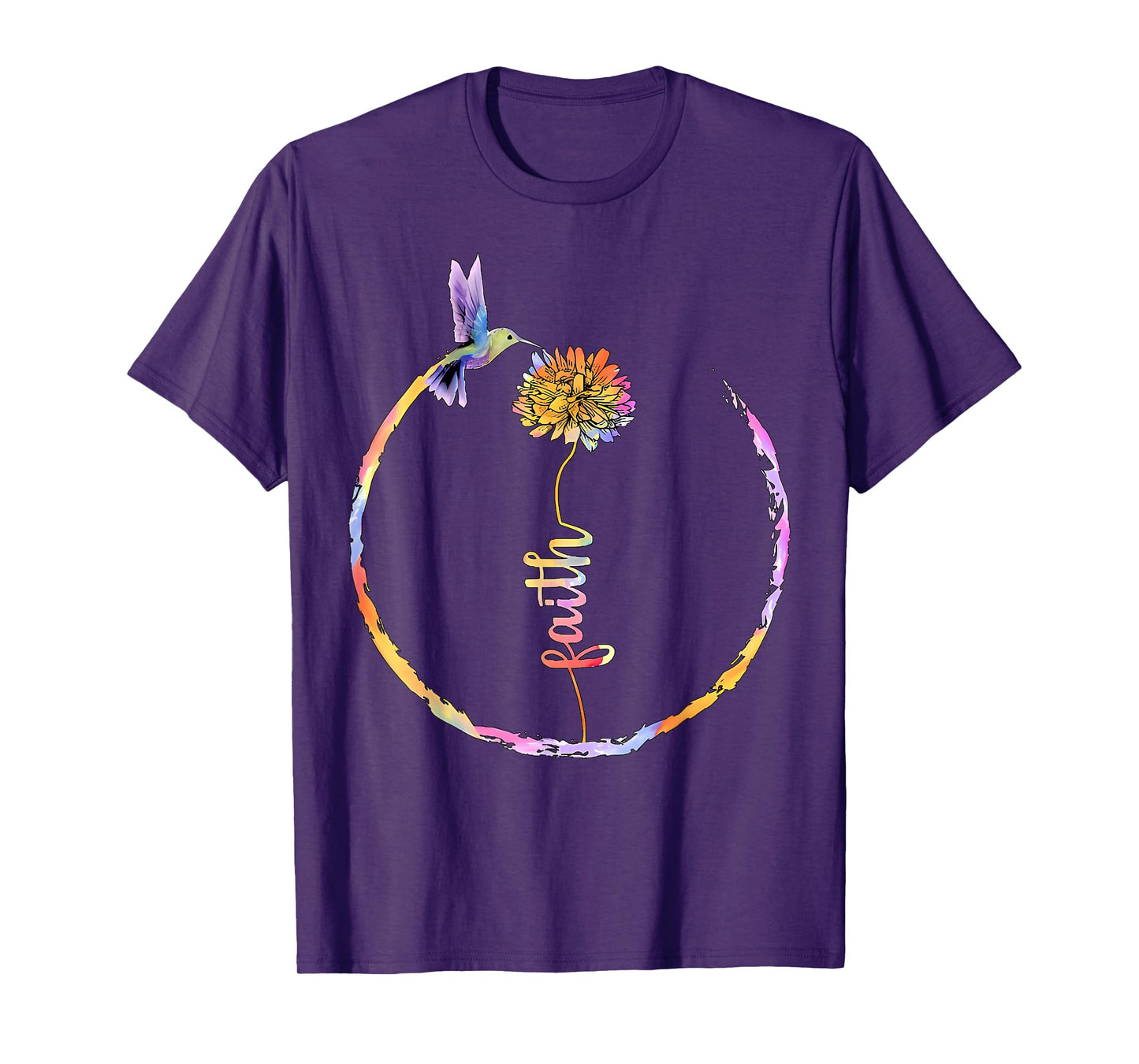 Watercolor Faith Bird Flower Hummingbird Christian Religious T-Shirt