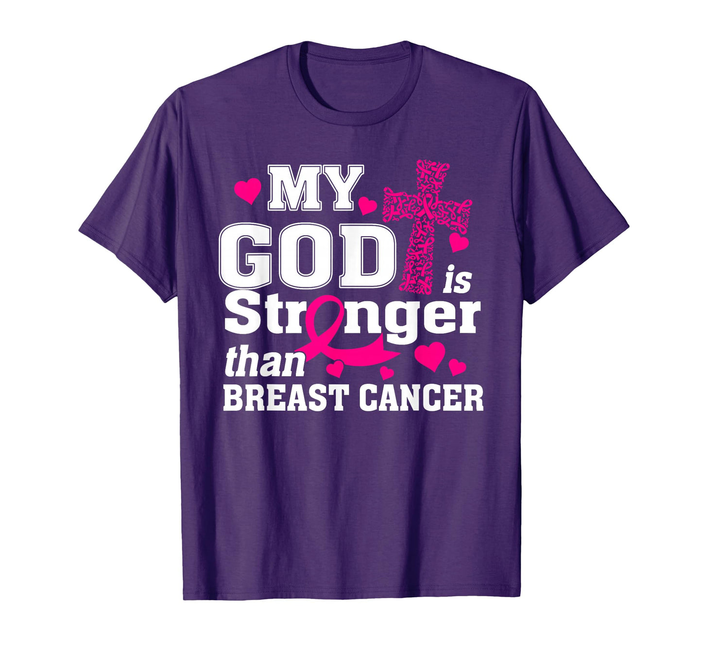 My God is Stronger Than Breast Cancer Cross T-Shirt