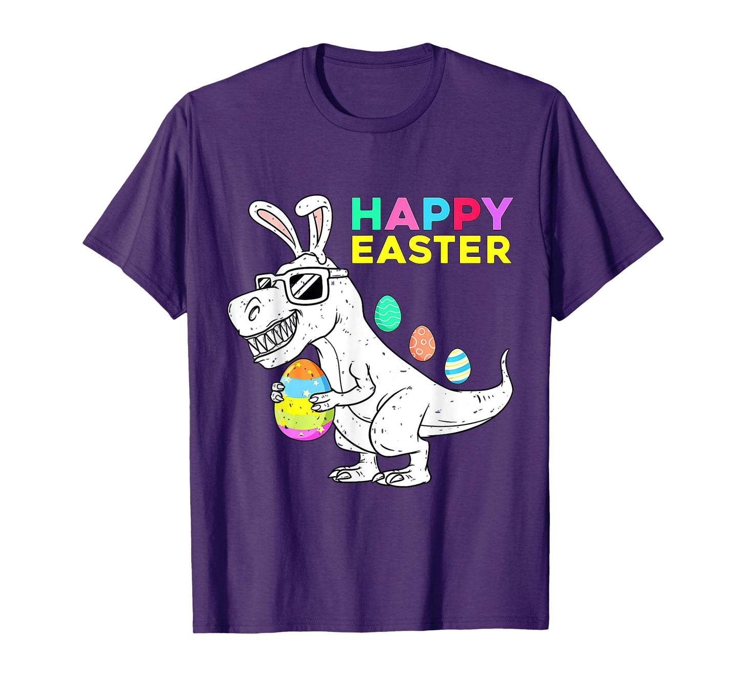 Happy Easter T Rex Dino With Bunny Ears Funny Egg Boys Girls T-Shirt
