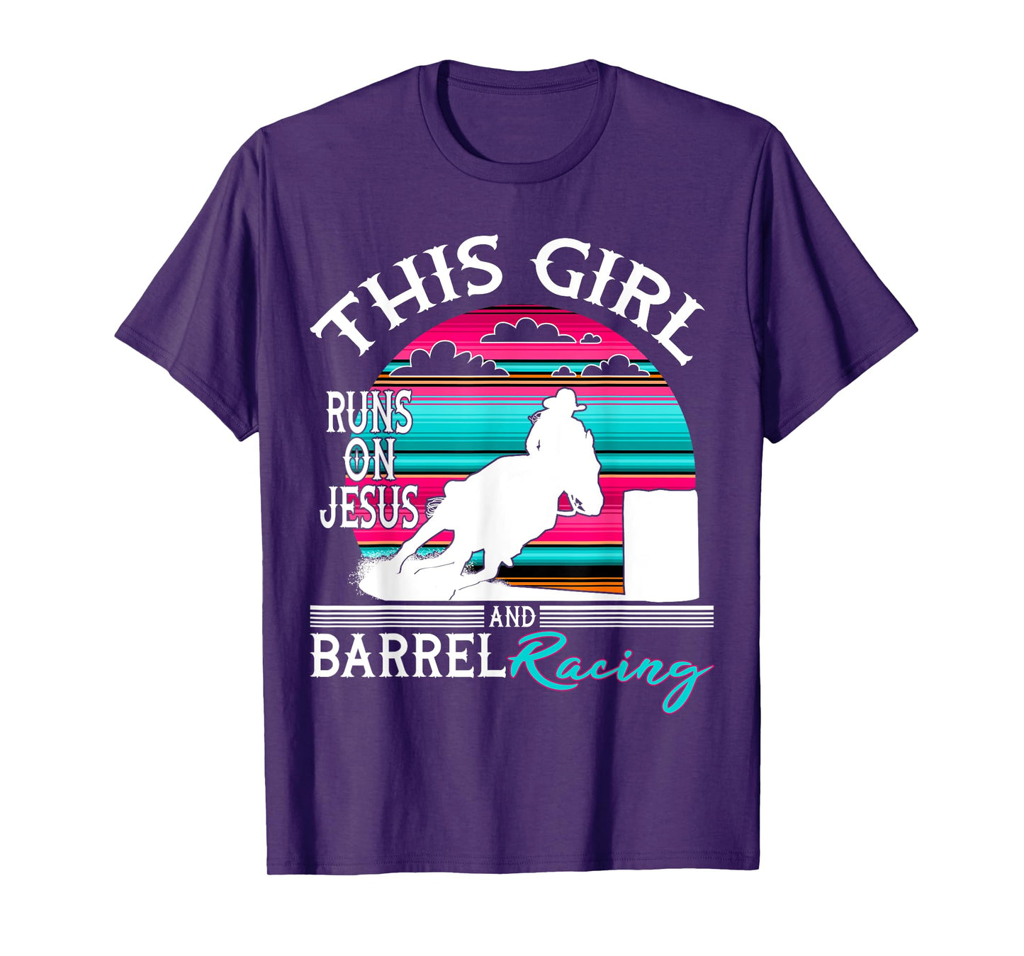 Serape Horse Barrel Racing This Girl runs on Jesus Rodeo T-Shirt
