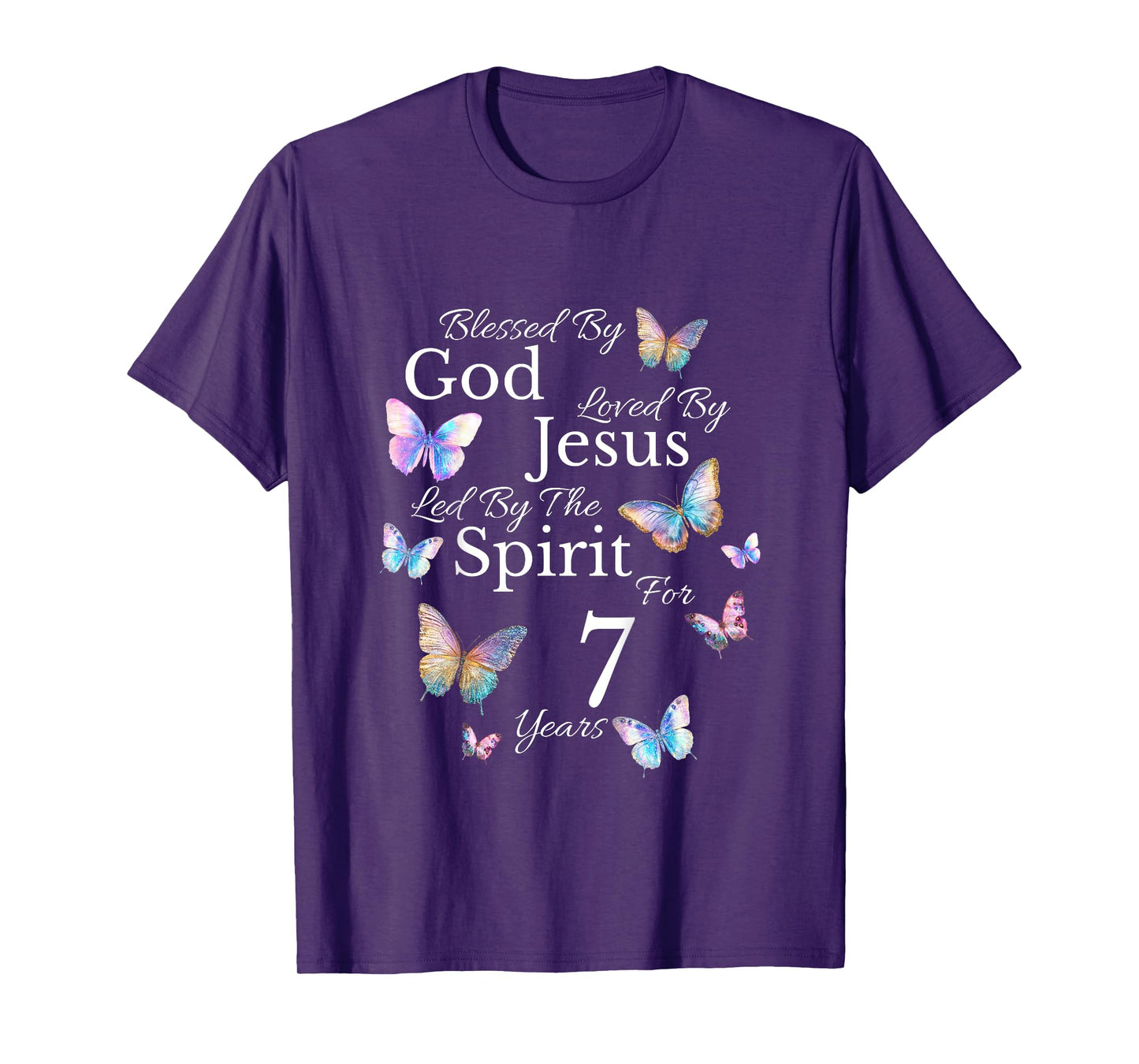 Kids Blessed By God Loved By Jesus For 7 Years Old 7th Birthday T-Shirt