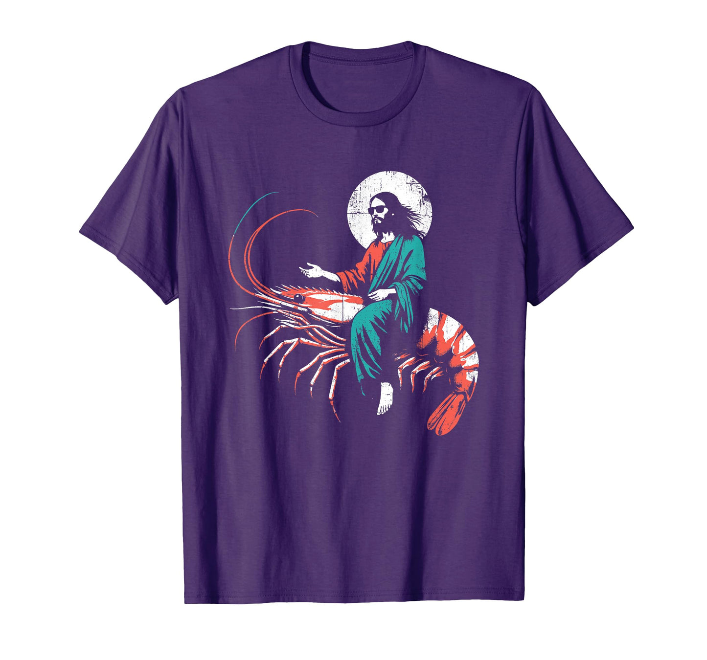 Jesus Riding A Shrimp - Funny Christian Prawn Lover T-Shirt