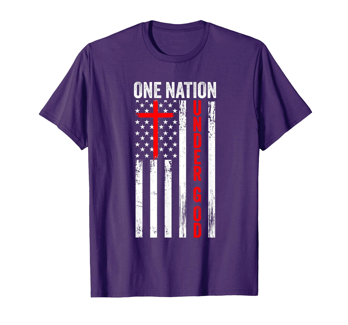 One Nation Under God USA flag Cross Jesus Christian Bible T-Shirt